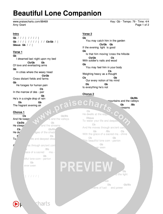 Beautiful Lone Companion Chords & Lyrics (Amy Grant)