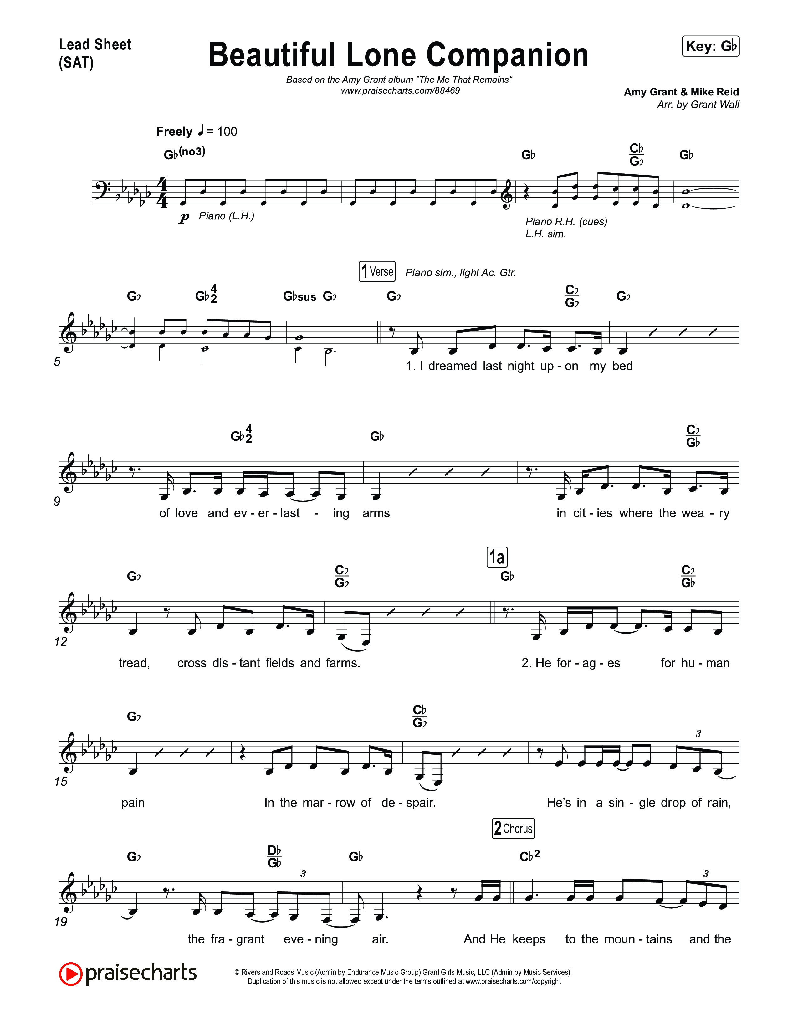 Beautiful Lone Companion Lead Sheet (SAT) (Amy Grant)