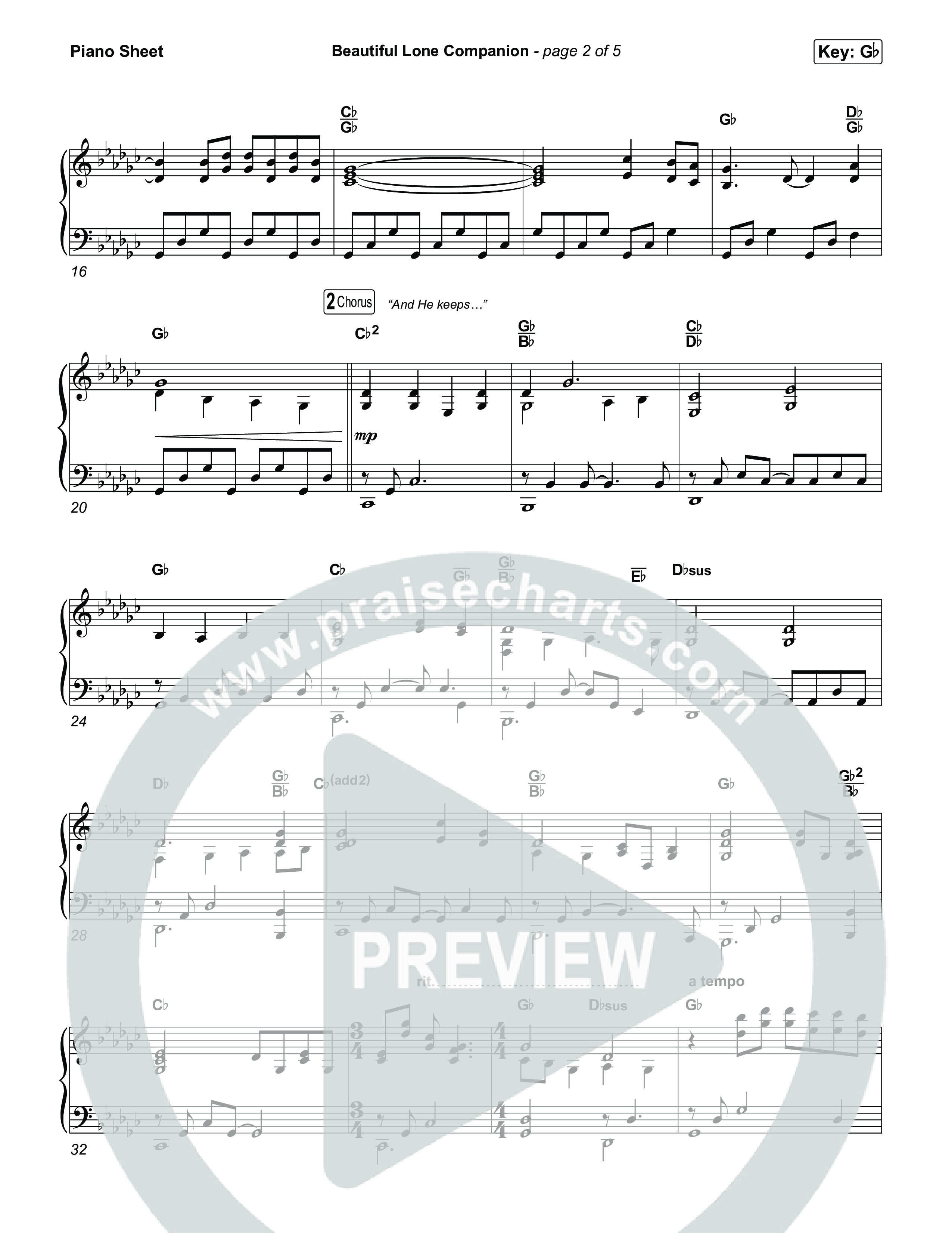Beautiful Lone Companion Piano Sheet (Amy Grant)