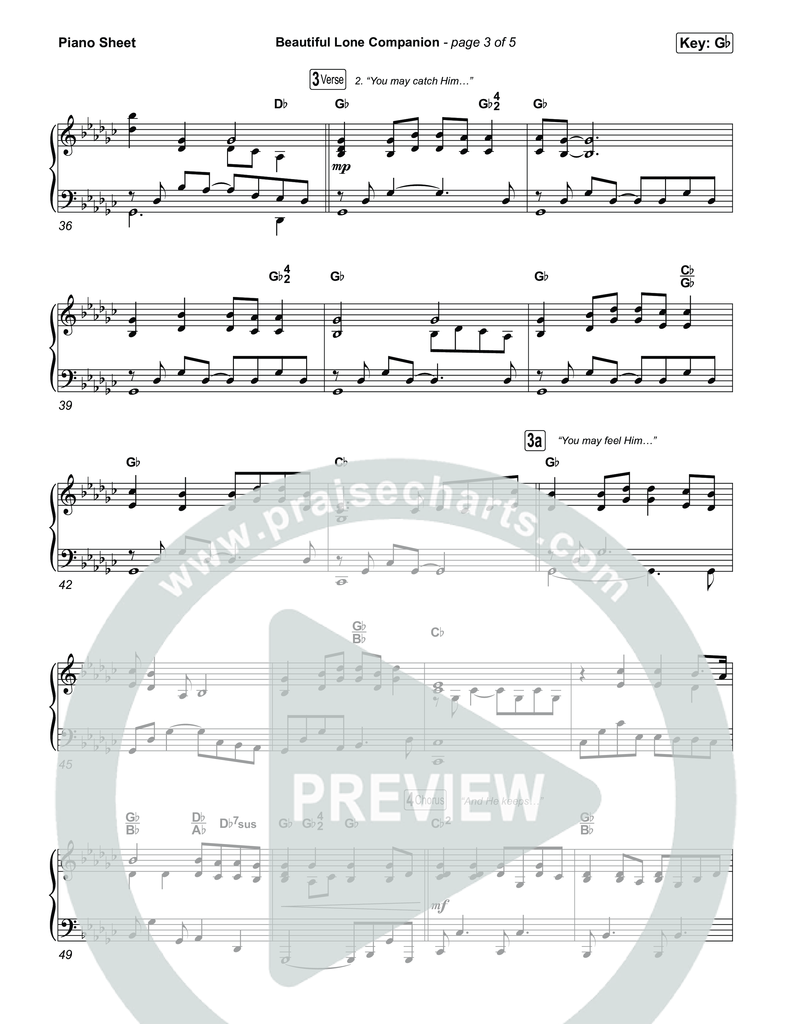 Beautiful Lone Companion Piano Sheet (Amy Grant)