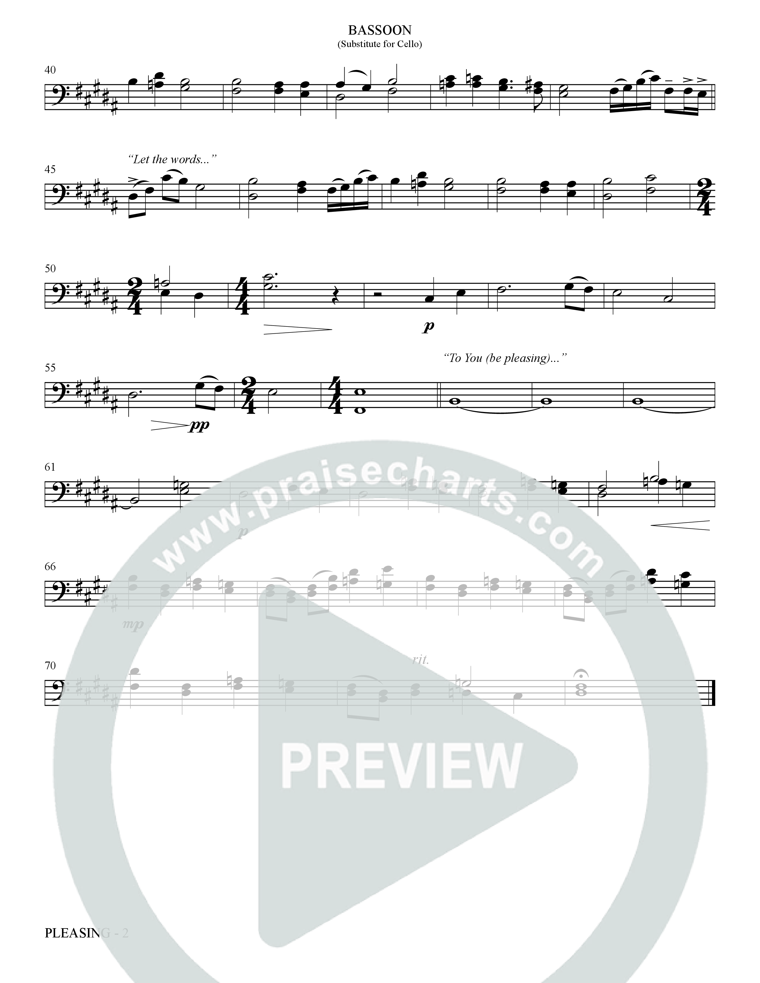 Pleasing (Choral Anthem SATB) Bassoon (The Brooklyn Tabernacle Choir / Arr. Carol Cymbala / Orch. Bradley Knight)
