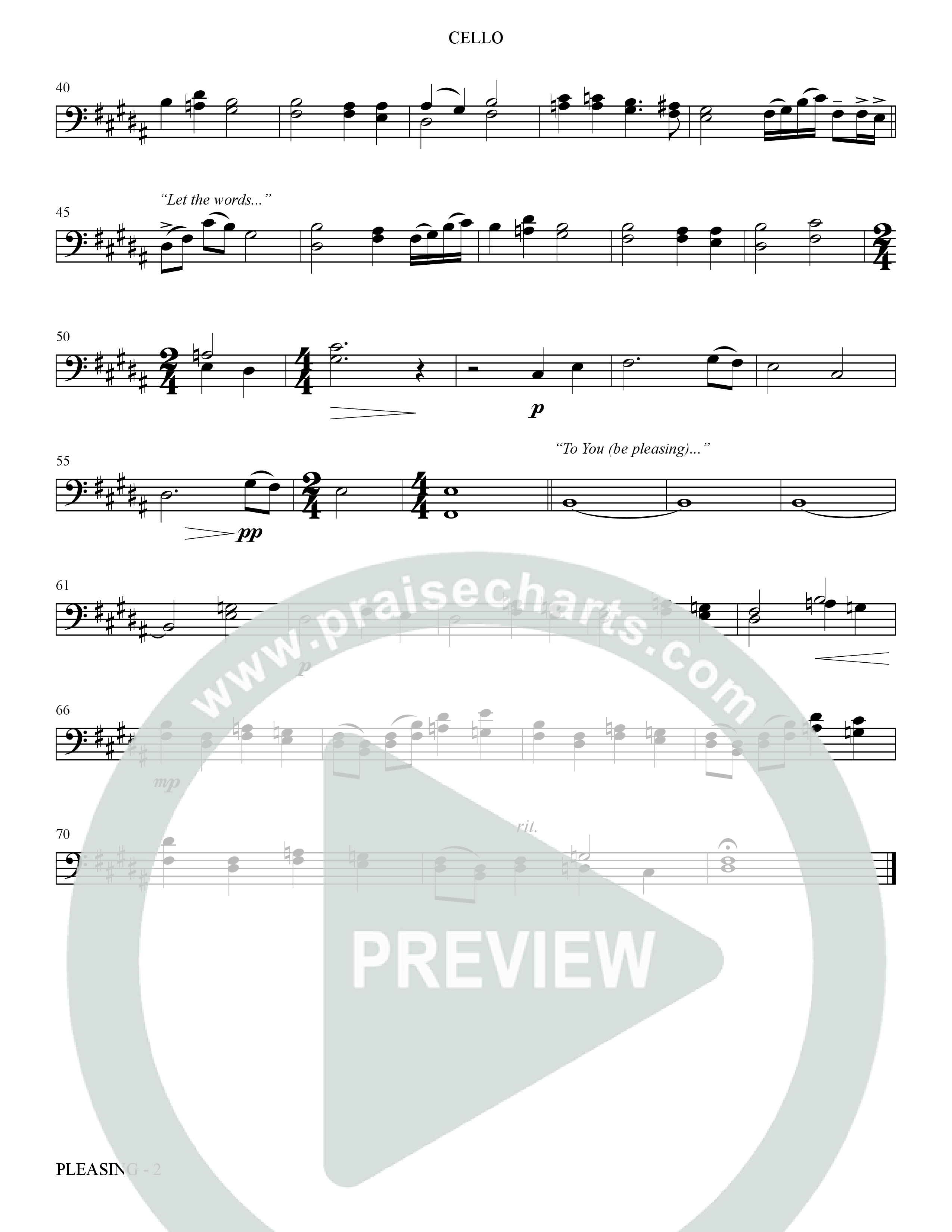 Pleasing (Choral Anthem SATB) Cello (The Brooklyn Tabernacle Choir / Arr. Carol Cymbala / Orch. Bradley Knight)