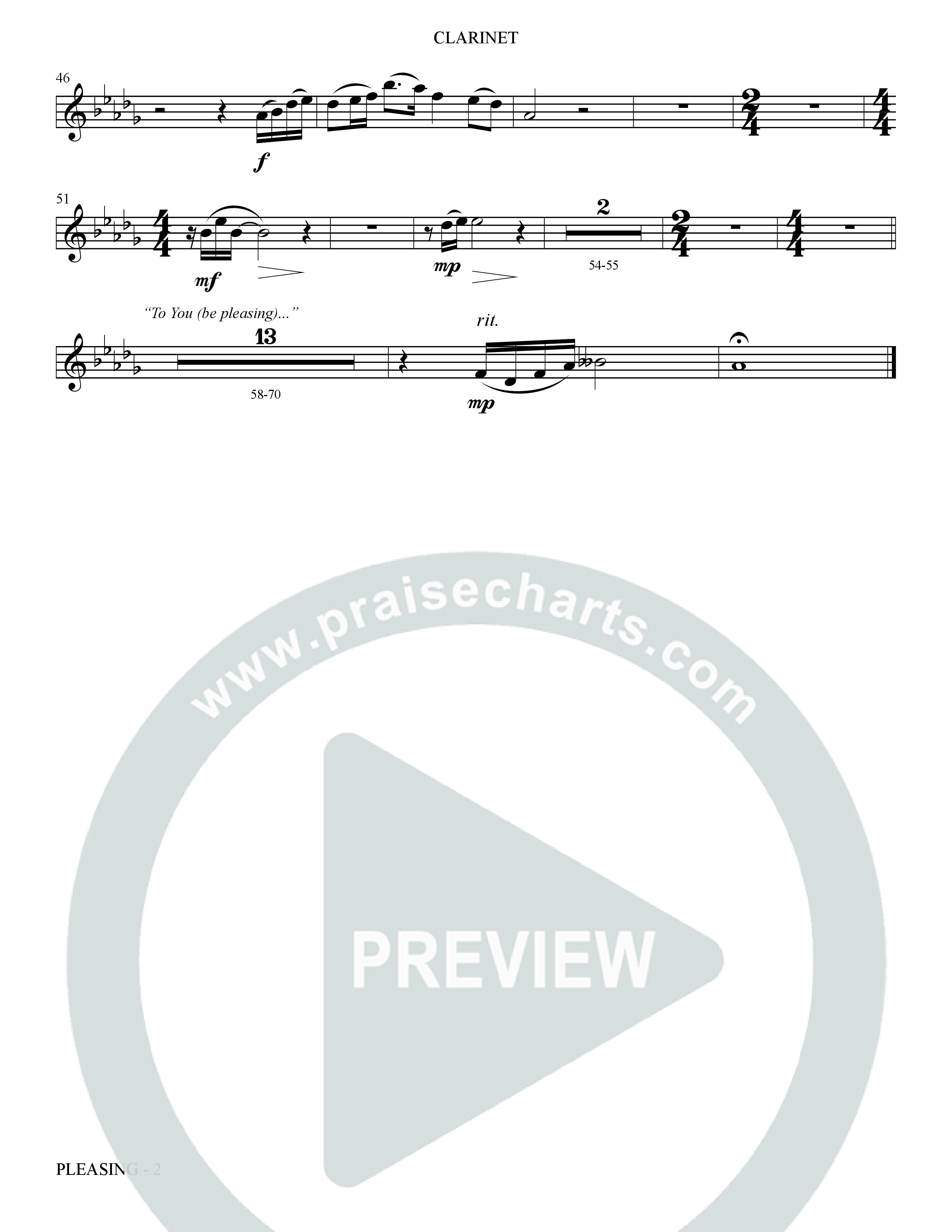 Pleasing (Choral Anthem SATB) Clarinet (The Brooklyn Tabernacle Choir / Arr. Carol Cymbala / Orch. Bradley Knight)