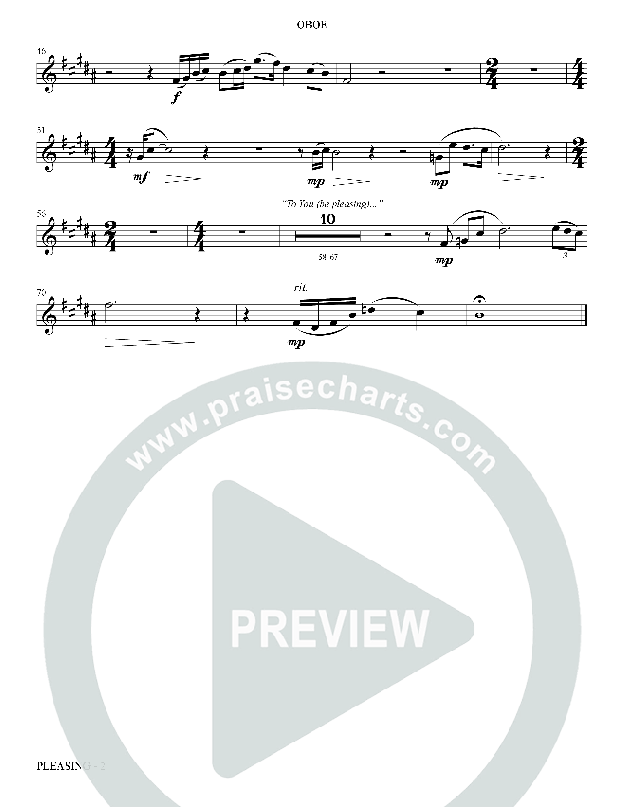 Pleasing (Choral Anthem SATB) Oboe (The Brooklyn Tabernacle Choir / Arr. Carol Cymbala / Orch. Bradley Knight)