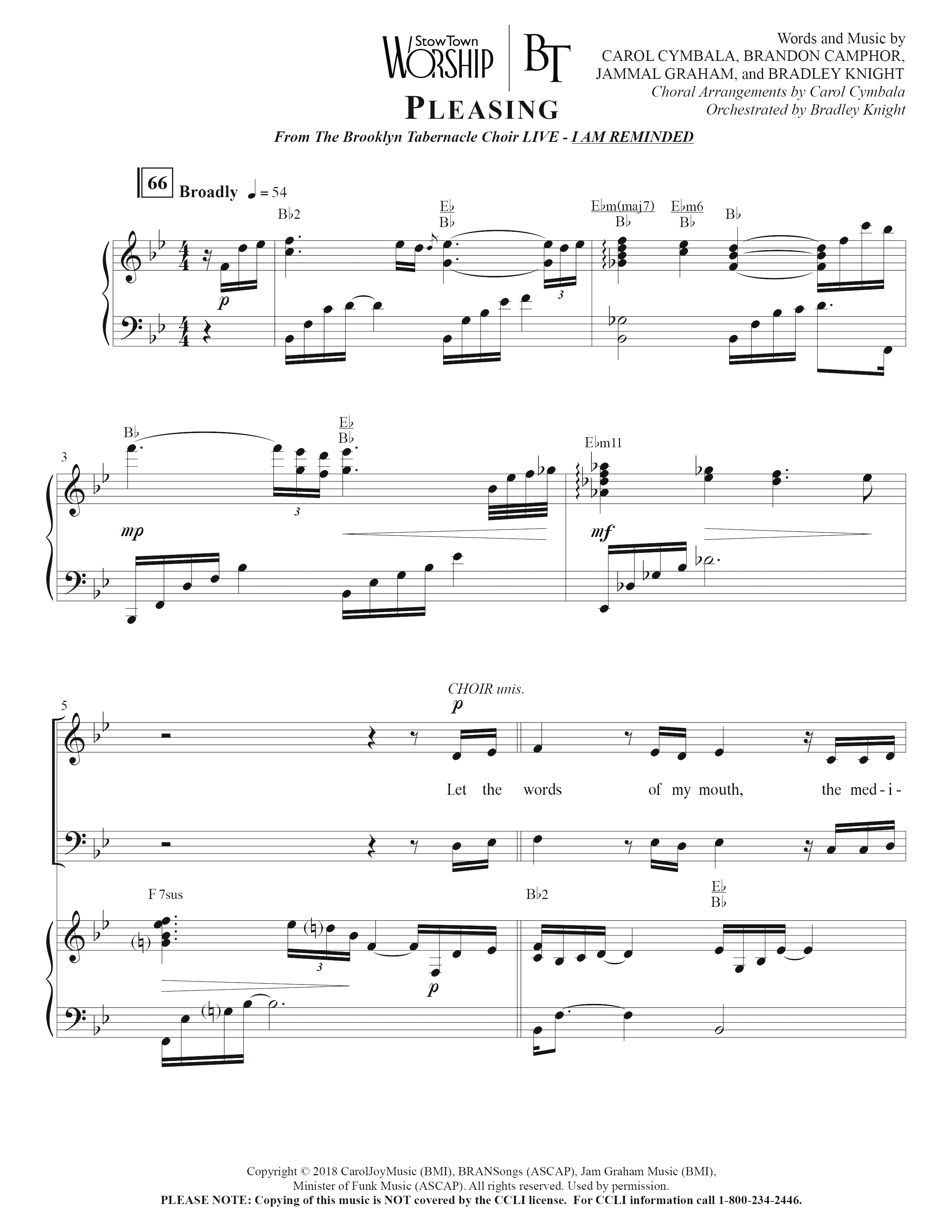 Pleasing (Choral Anthem SATB) Sheet Music PDF (The Brooklyn