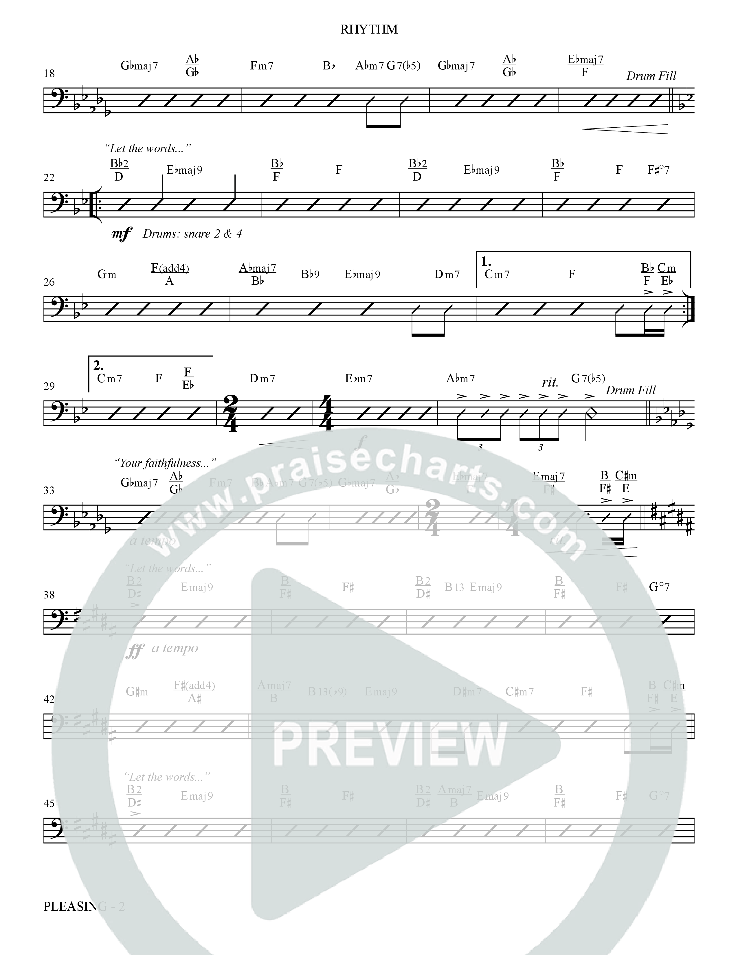 Pleasing (Choral Anthem SATB) Rhythm Chart (The Brooklyn Tabernacle Choir / Arr. Carol Cymbala / Orch. Bradley Knight)