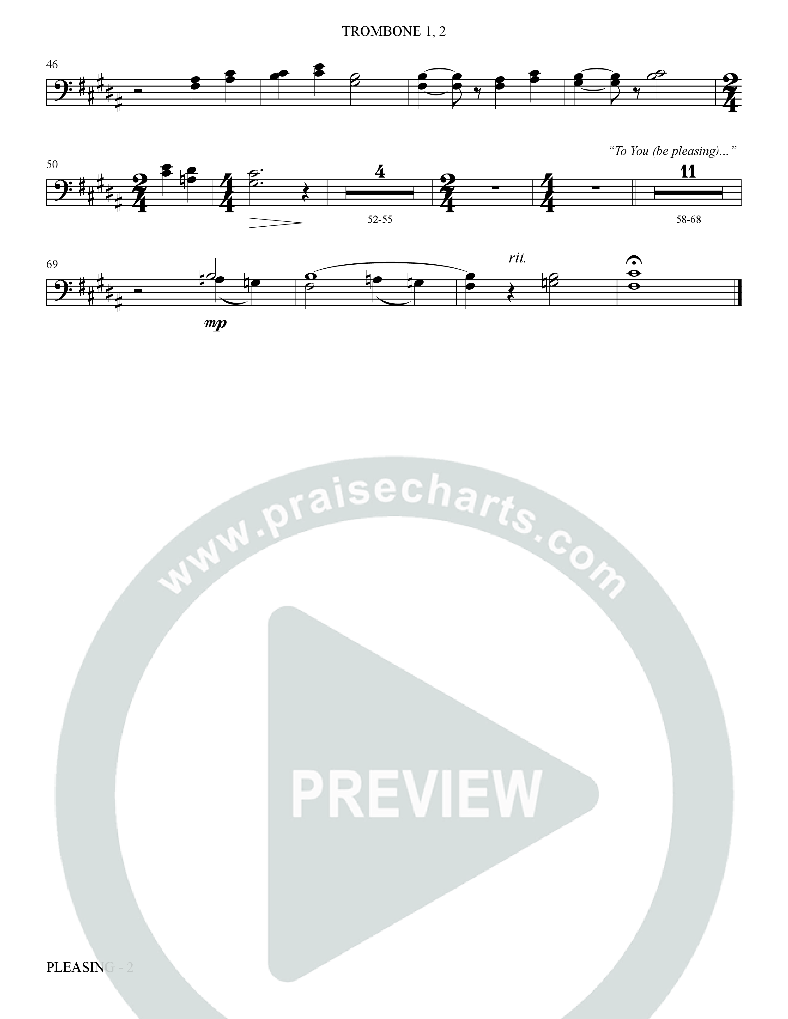 Pleasing (Choral Anthem SATB) Trombone 1/2 (The Brooklyn Tabernacle Choir / Arr. Carol Cymbala / Orch. Bradley Knight)