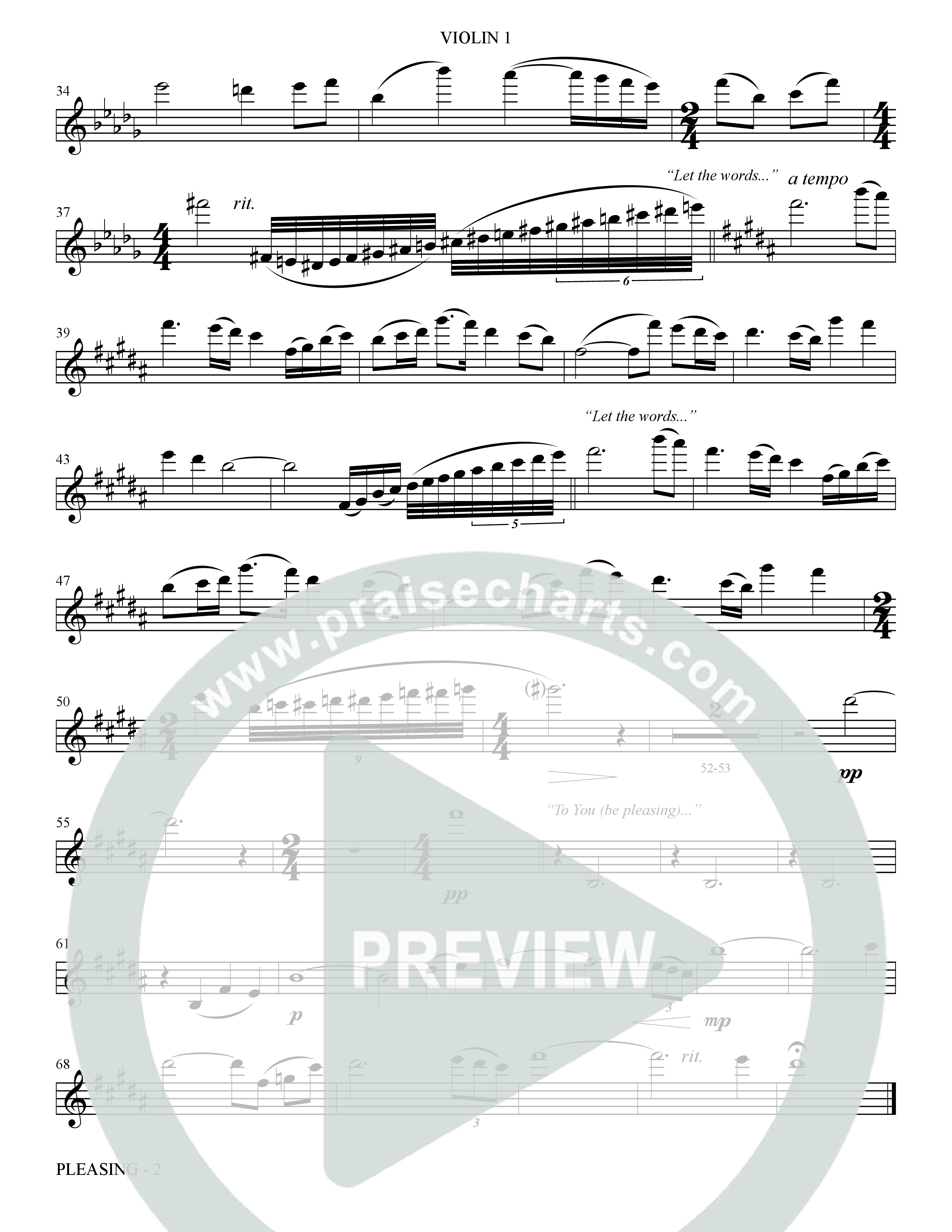 Pleasing (Choral Anthem SATB) Violin 1 (The Brooklyn Tabernacle Choir / Arr. Carol Cymbala / Orch. Bradley Knight)
