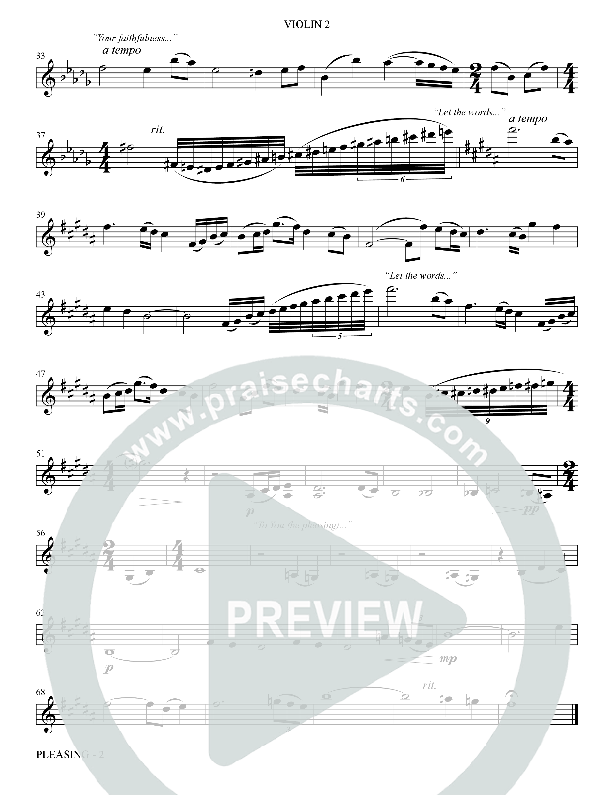 Pleasing (Choral Anthem SATB) Violin 2 (The Brooklyn Tabernacle Choir / Arr. Carol Cymbala / Orch. Bradley Knight)