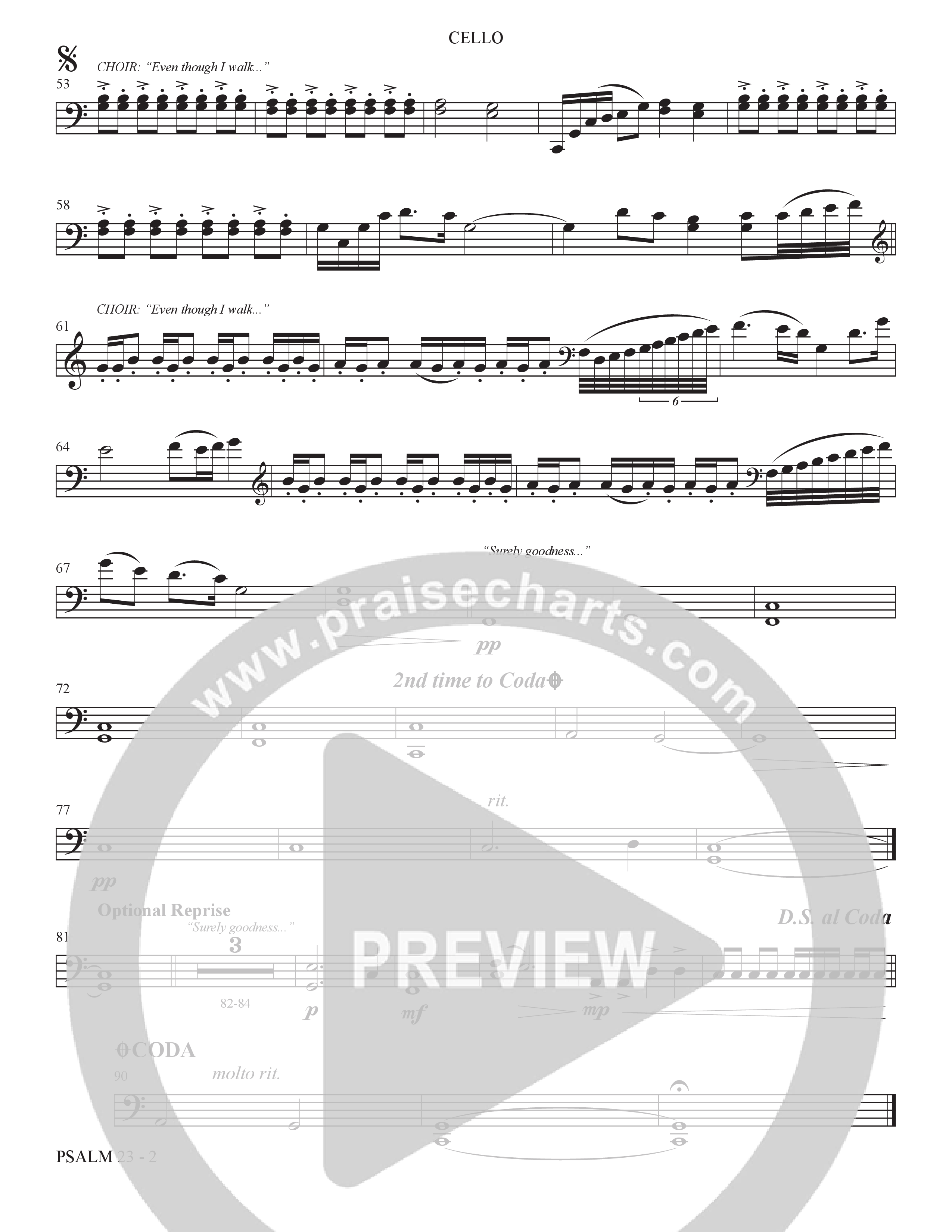 Psalm 23 (Surely Goodness) (Choral Anthem SATB) Cello (The Brooklyn Tabernacle Choir / Shane & Shane / Arr. Carol Cymbala / Orch. Bradley Knight)