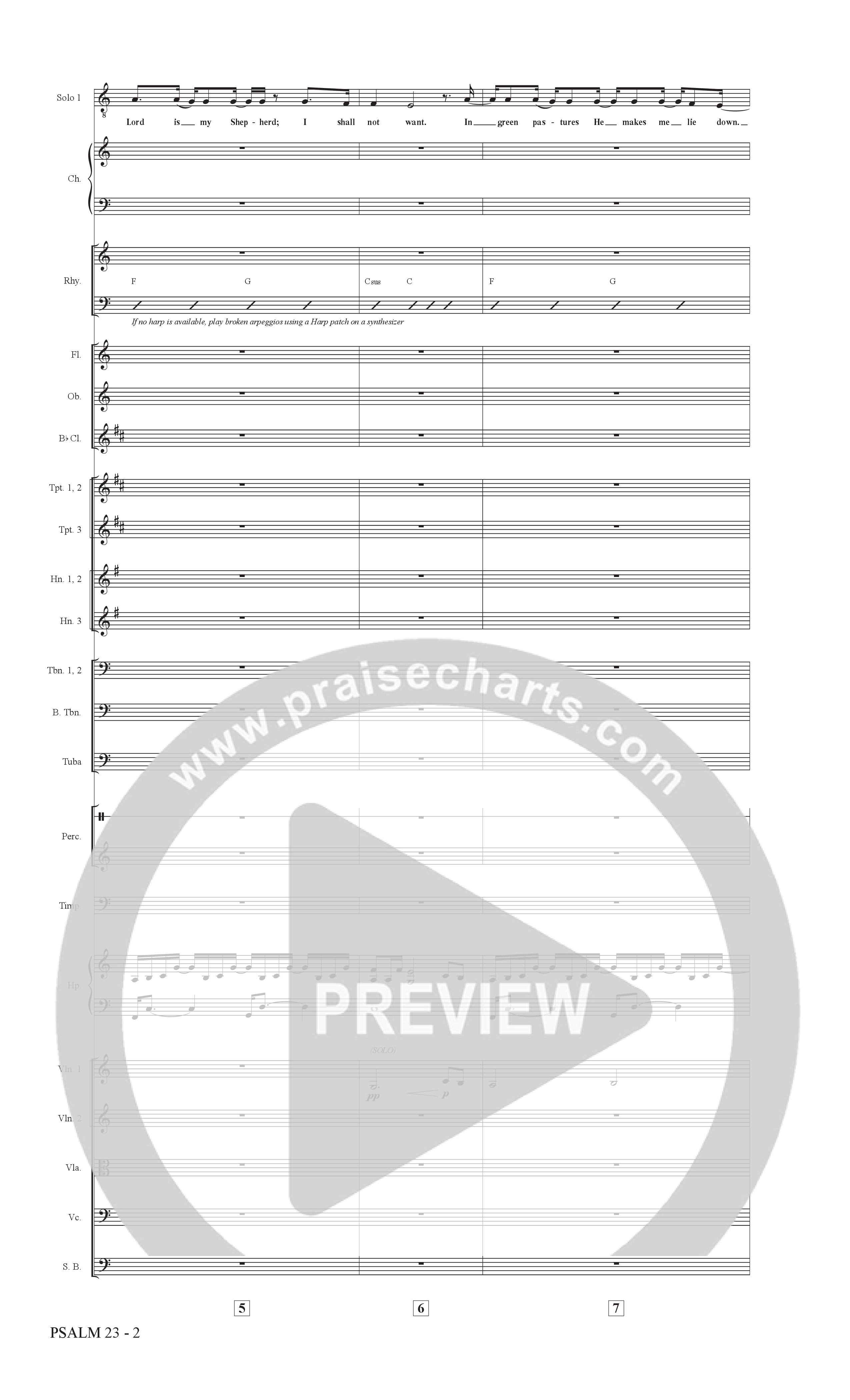 Psalm 23 (Surely Goodness) (Choral Anthem SATB) Orchestration (The Brooklyn Tabernacle Choir / Shane & Shane / Arr. Carol Cymbala / Orch. Bradley Knight)