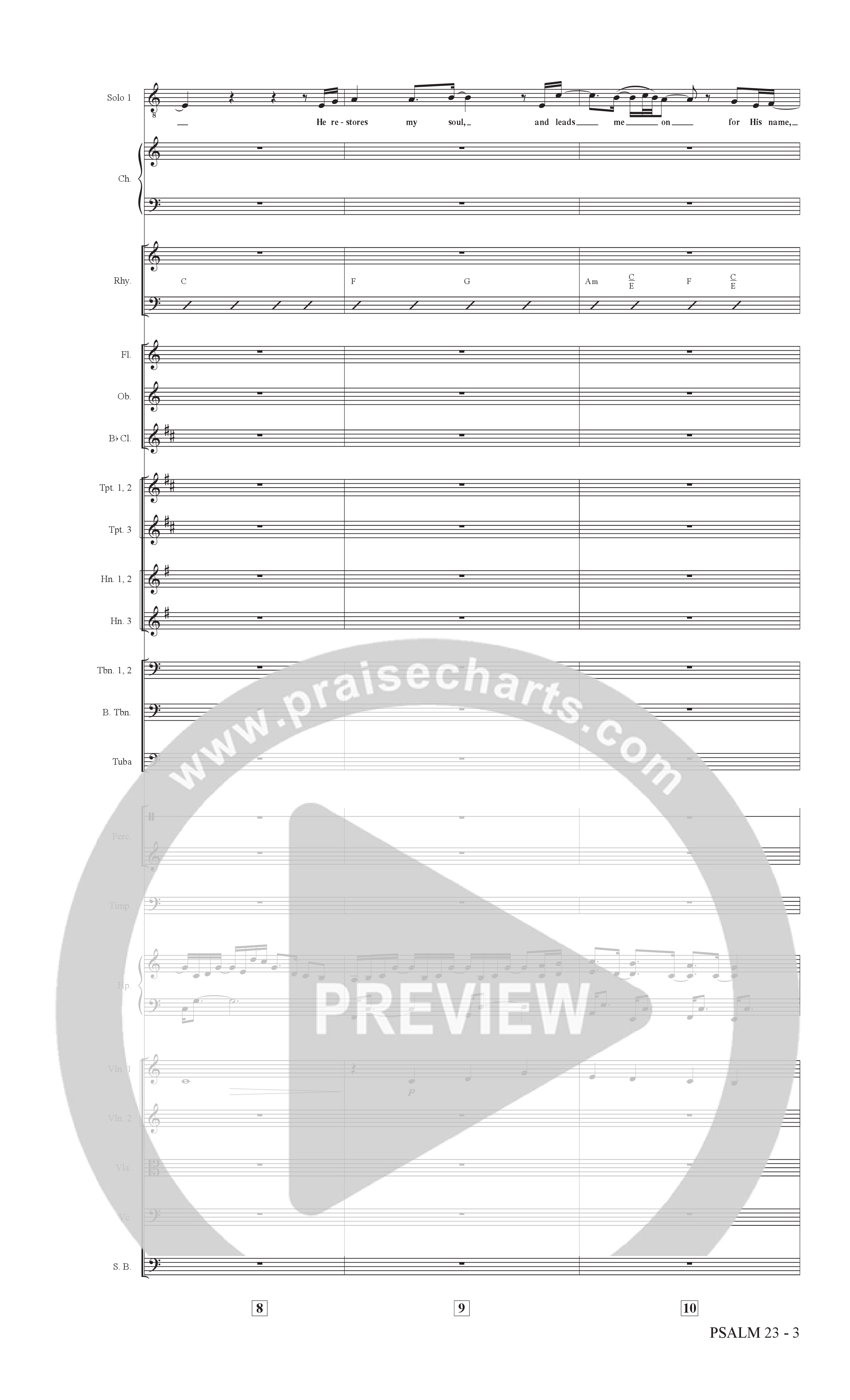 Psalm 23 (Surely Goodness) (Choral Anthem SATB) Orchestration (The Brooklyn Tabernacle Choir / Shane & Shane / Arr. Carol Cymbala / Orch. Bradley Knight)