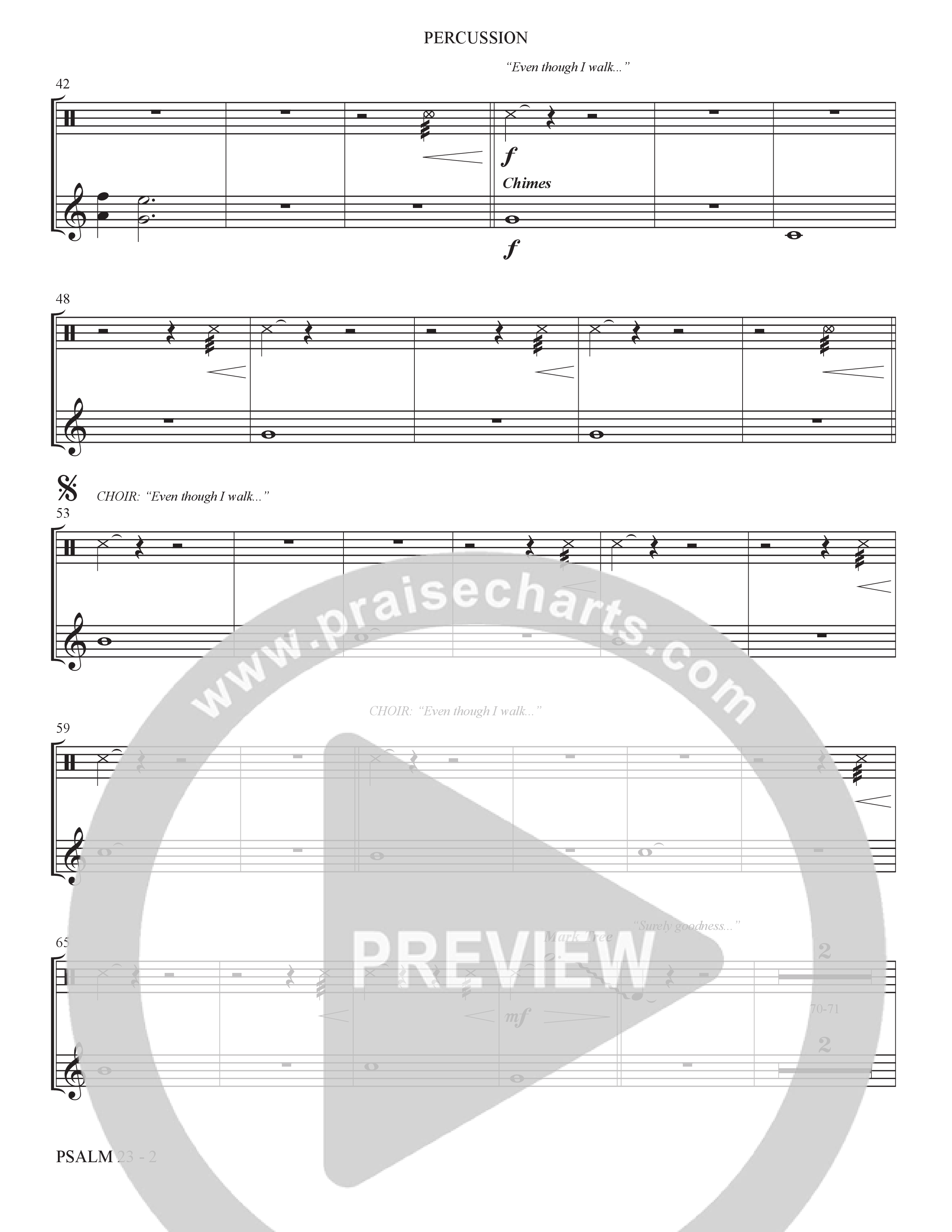Psalm 23 (Surely Goodness) (Choral Anthem SATB) Percussion (The Brooklyn Tabernacle Choir / Shane & Shane / Arr. Carol Cymbala / Orch. Bradley Knight)