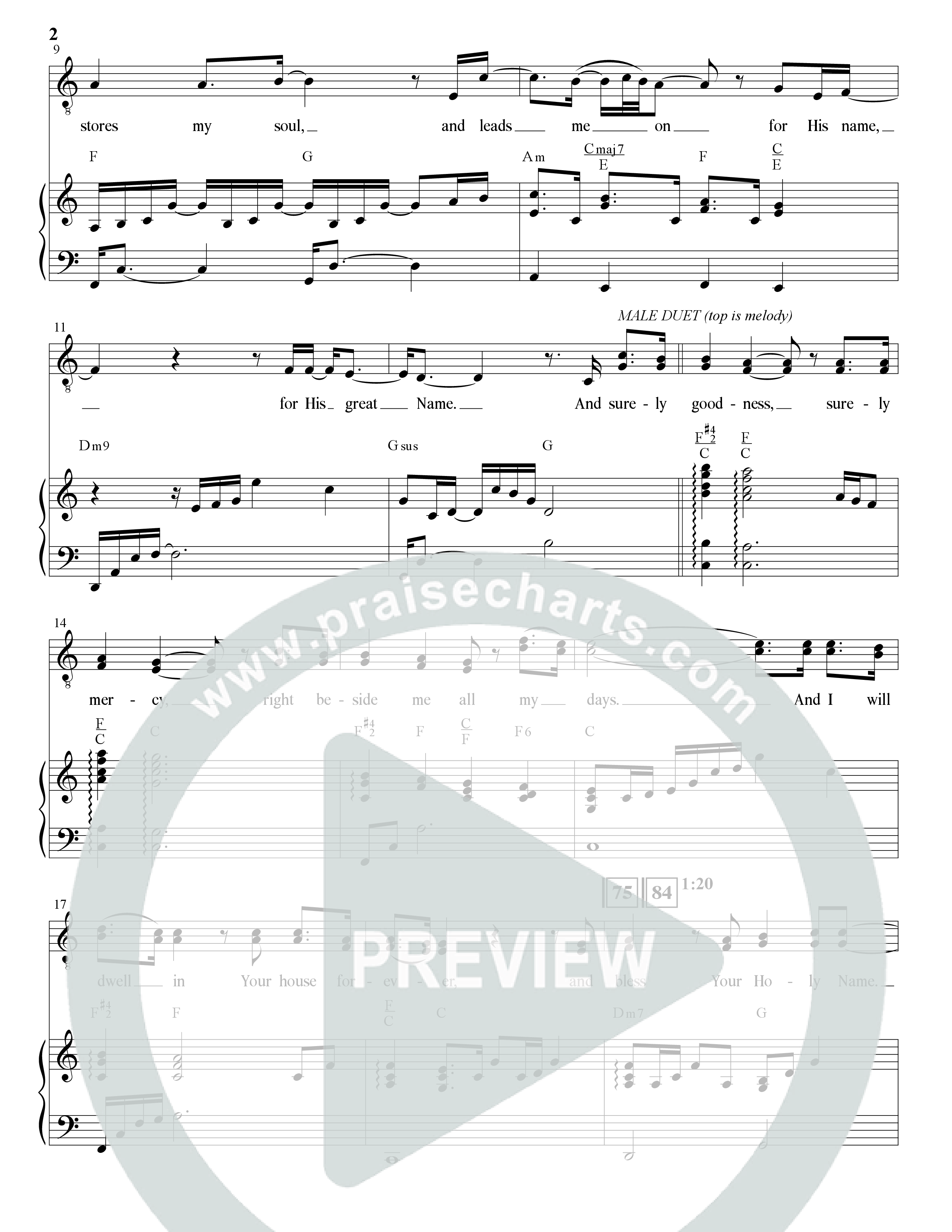 Psalm 23 (Surely Goodness) (Choral Anthem SATB) Anthem (SATB/Piano) (The Brooklyn Tabernacle Choir / Shane & Shane / Arr. Carol Cymbala / Orch. Bradley Knight)