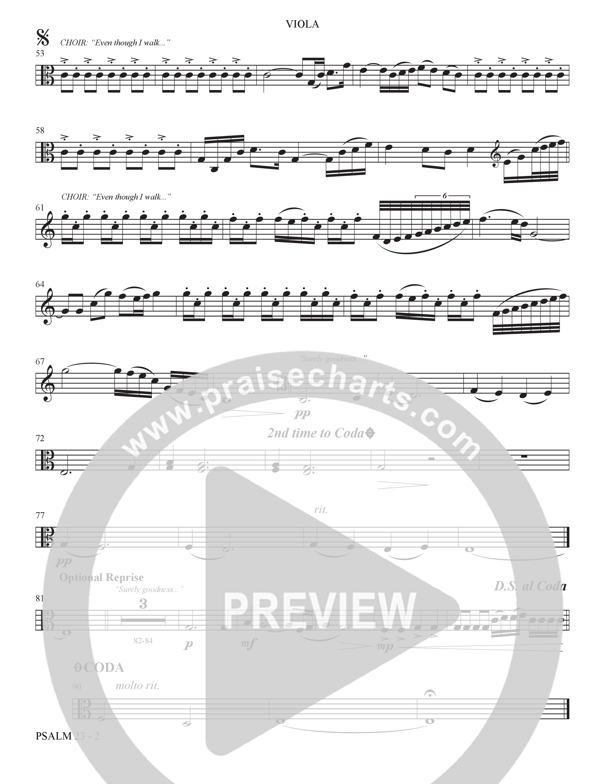 Psalm 23 (Surely Goodness) (Choral Anthem SATB) Viola (The Brooklyn Tabernacle Choir / Shane & Shane / Arr. Carol Cymbala / Orch. Bradley Knight)