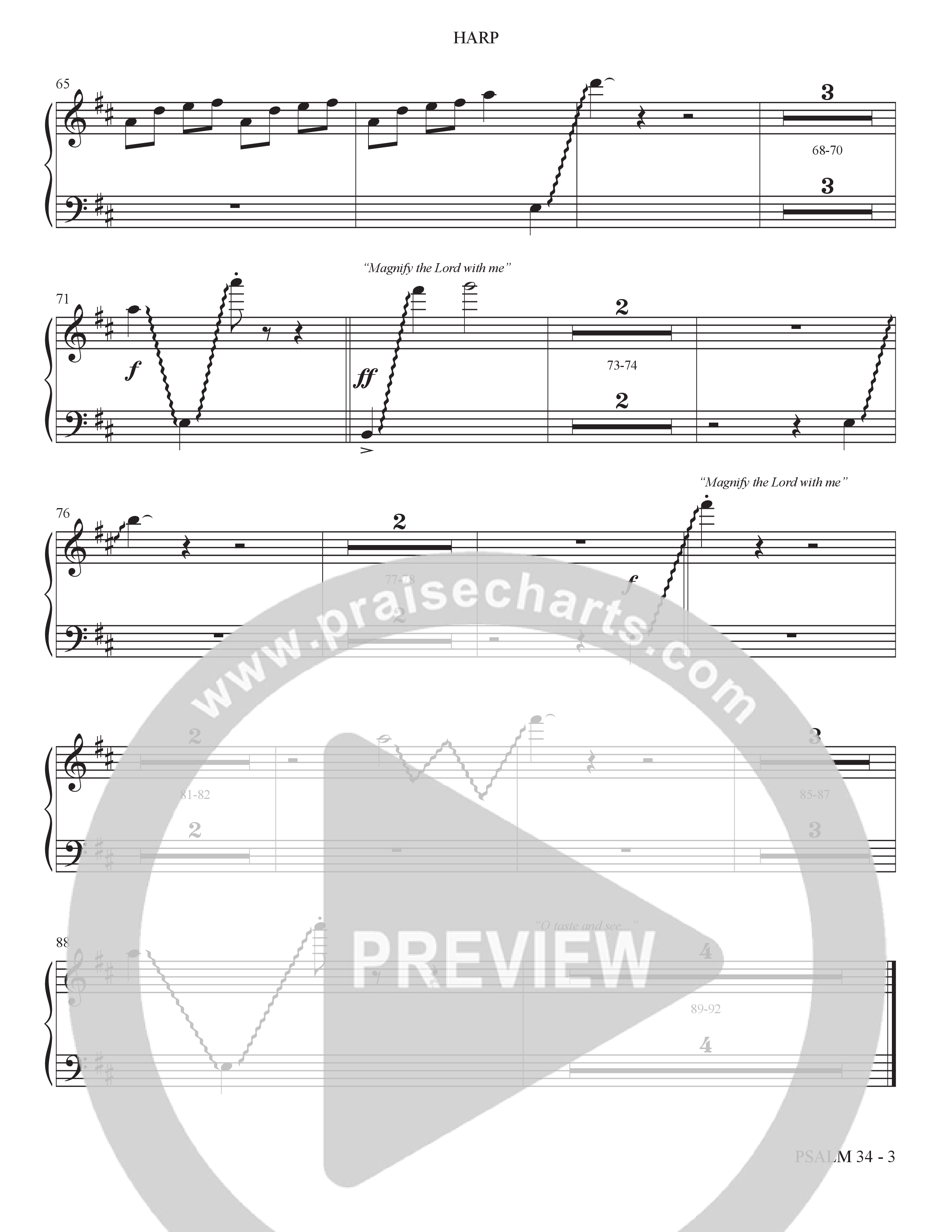Psalm 34 (Taste and See) (Choral Anthem SATB) Harp (The Brooklyn Tabernacle Choir / Brandon Camphor / Durell Comedy / Arr. Carol Cymbala / Orch. Bradley Knight)