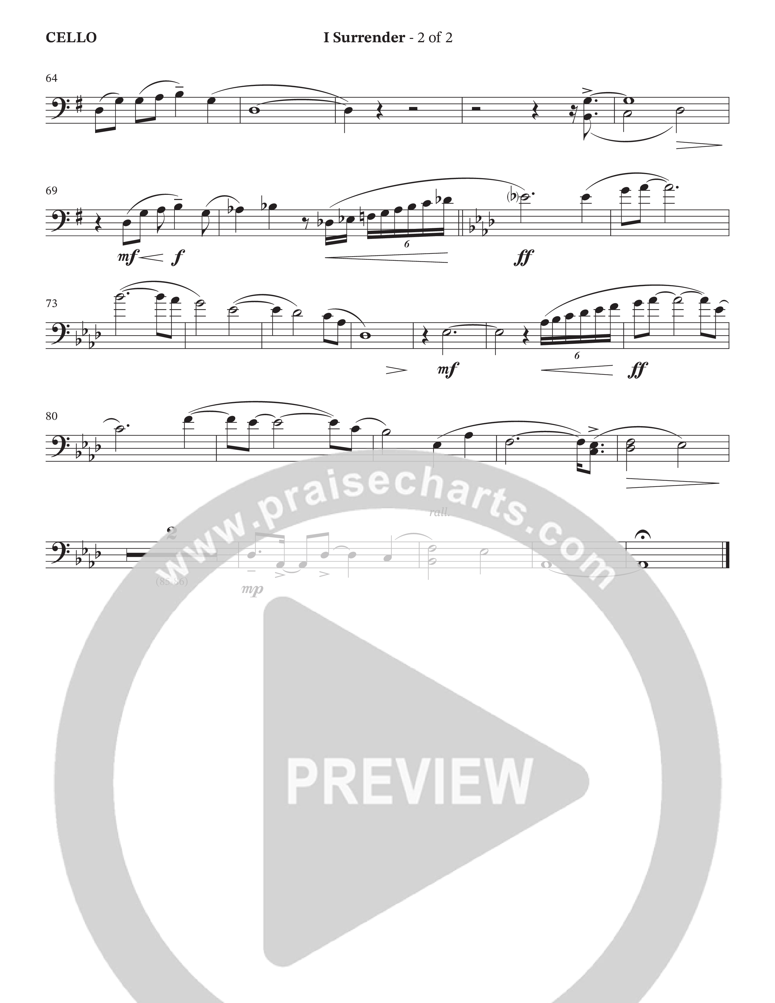 I Surrender (Choral Anthem SATB) Cello (The Brooklyn Tabernacle Choir / Onaje Jefferson / Arr. Carol Cymbala / Arr. Jason Webb / Orch. Chris McDonald)