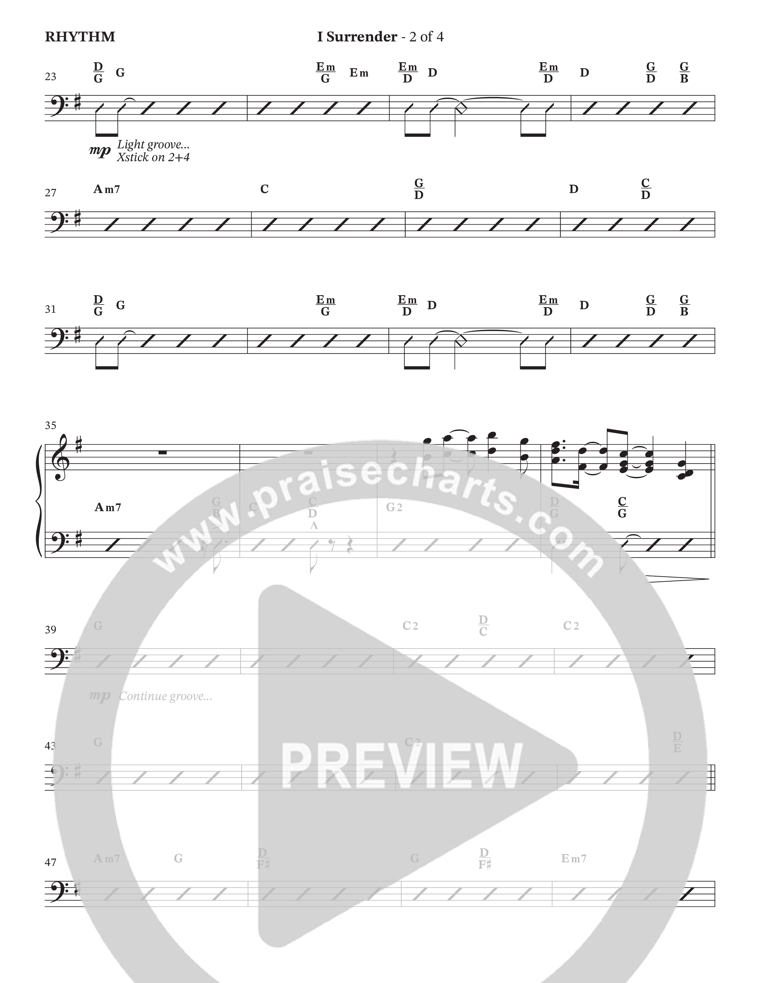 I Surrender (Choral Anthem SATB) Rhythm Chart (The Brooklyn Tabernacle Choir / Onaje Jefferson / Arr. Carol Cymbala / Arr. Jason Webb / Orch. Chris McDonald)