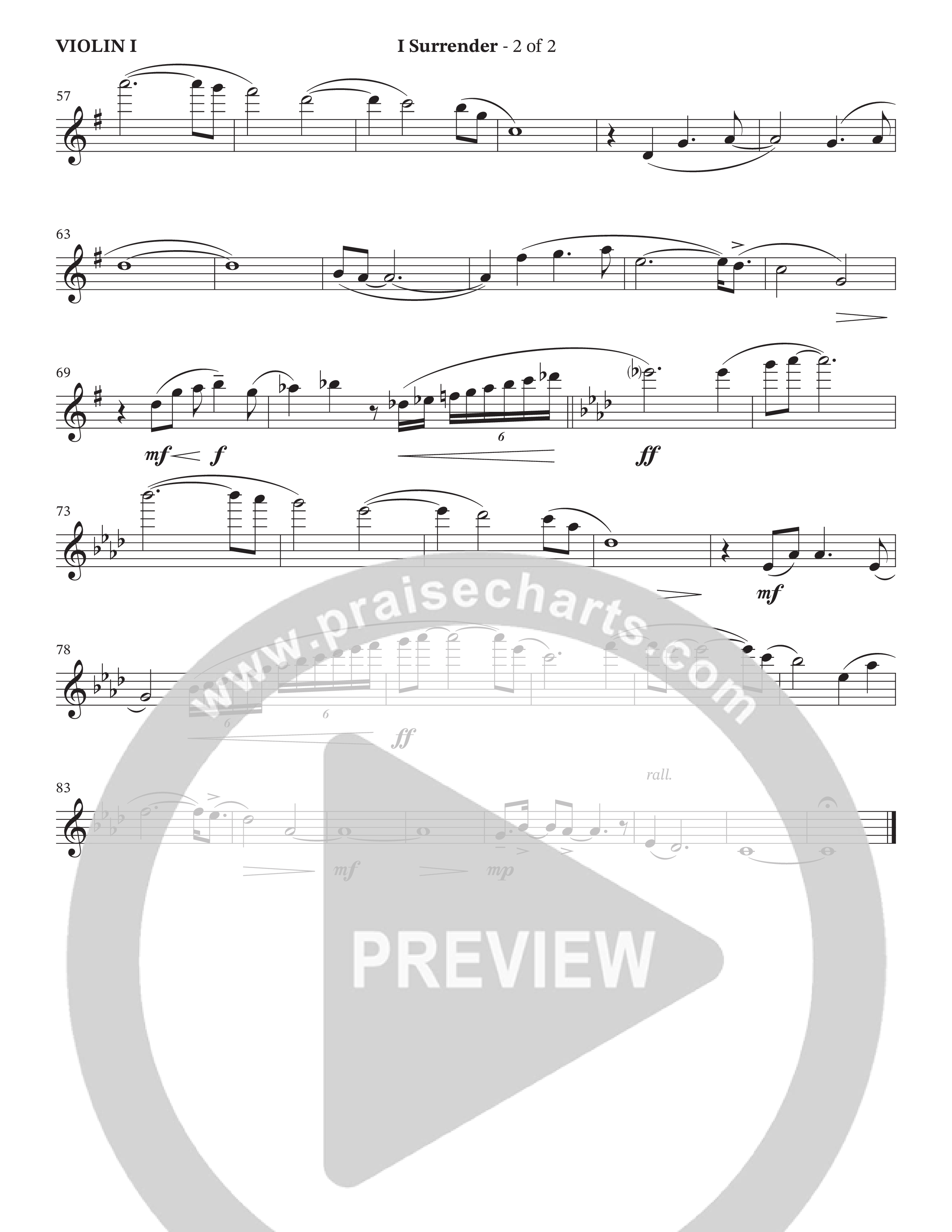 I Surrender (Choral Anthem SATB) Violin 1 (The Brooklyn Tabernacle Choir / Onaje Jefferson / Arr. Carol Cymbala / Arr. Jason Webb / Orch. Chris McDonald)