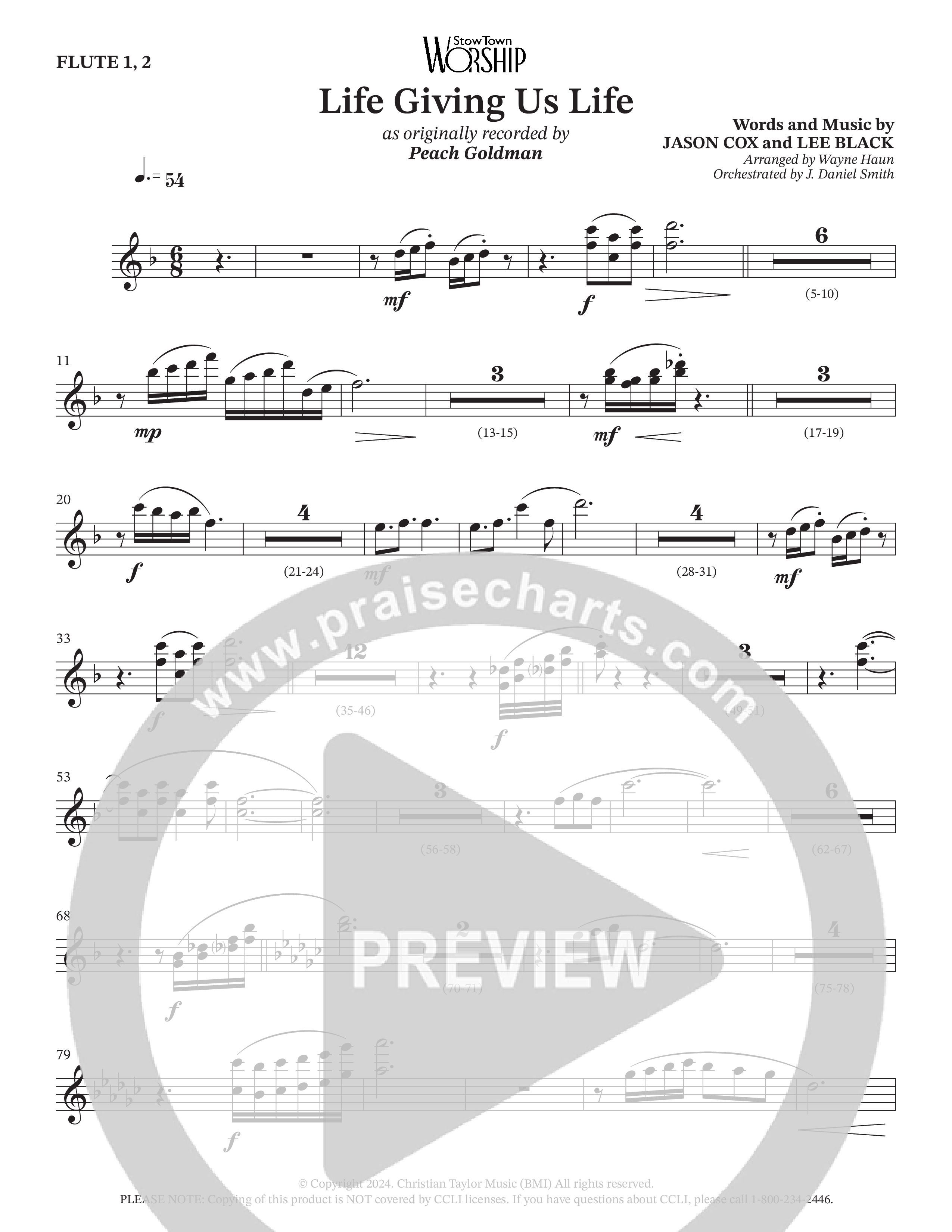 Life Giving Us Life (Choral Anthem SATB) Flute 1/2 (Peach Goldman / Arr. Wayne Haun / Orch. J. Daniel Smith)