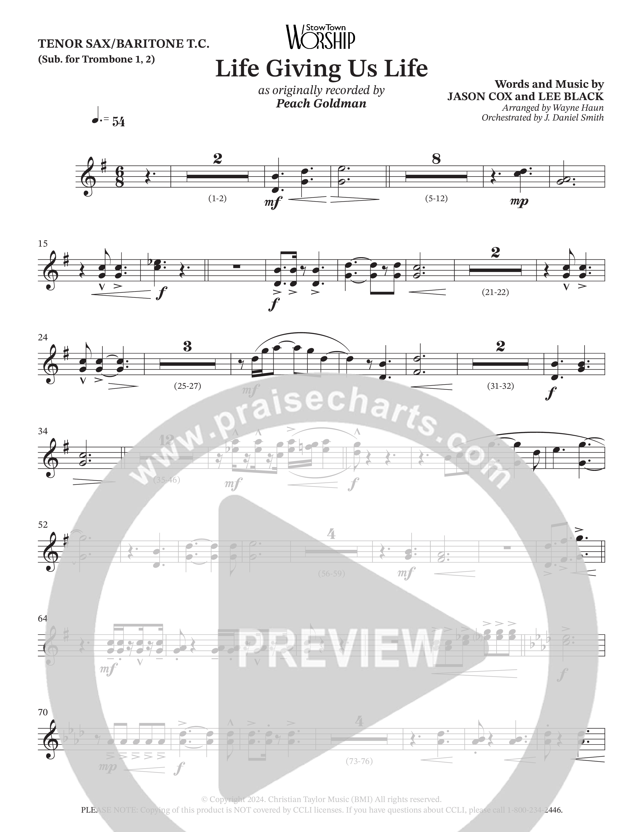 Life Giving Us Life (Choral Anthem SATB) Tenor Sax/Baritone T.C. (Peach Goldman / Arr. Wayne Haun / Orch. J. Daniel Smith)