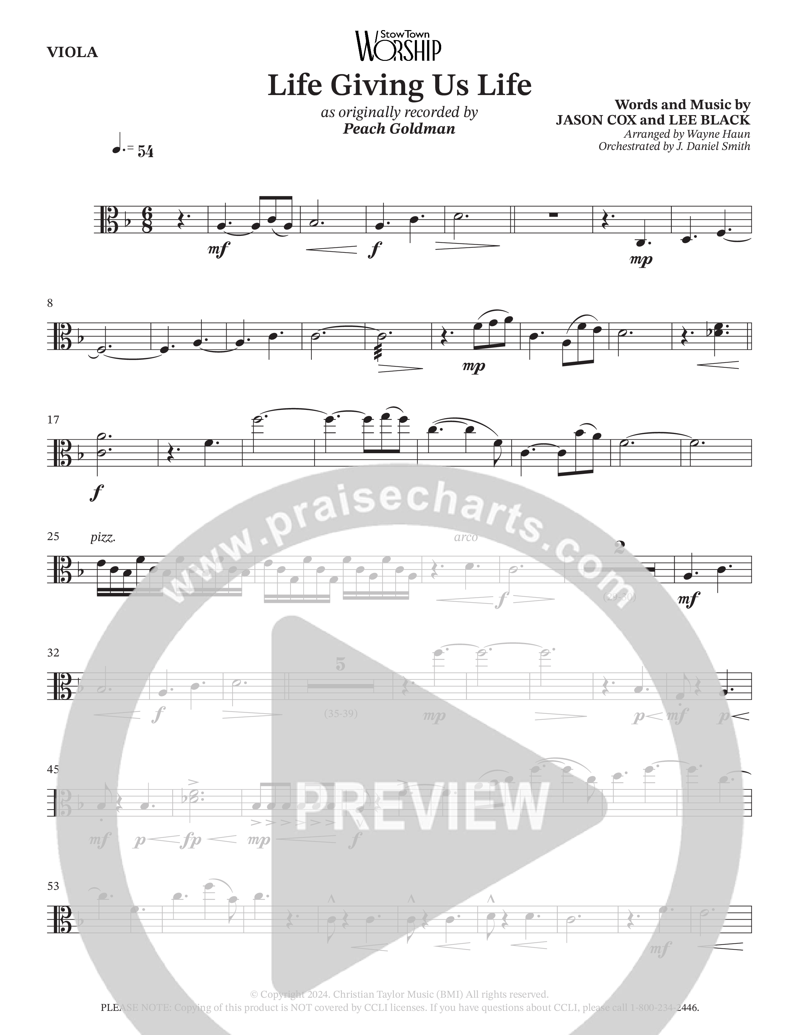 Life Giving Us Life (Choral Anthem SATB) Viola (Peach Goldman / Arr. Wayne Haun / Orch. J. Daniel Smith)