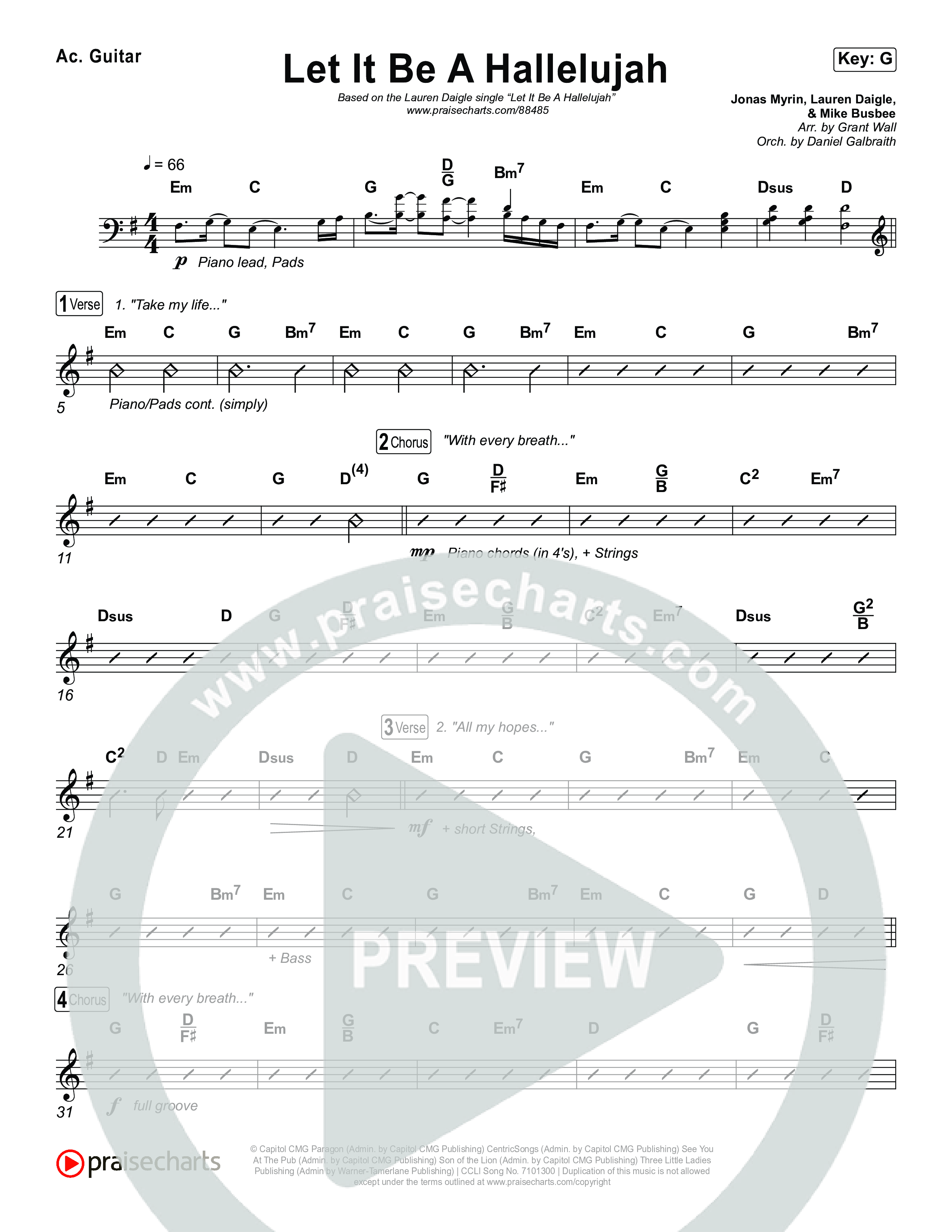 Let It Be A Hallelujah Acoustic Guitar (Lauren Daigle)