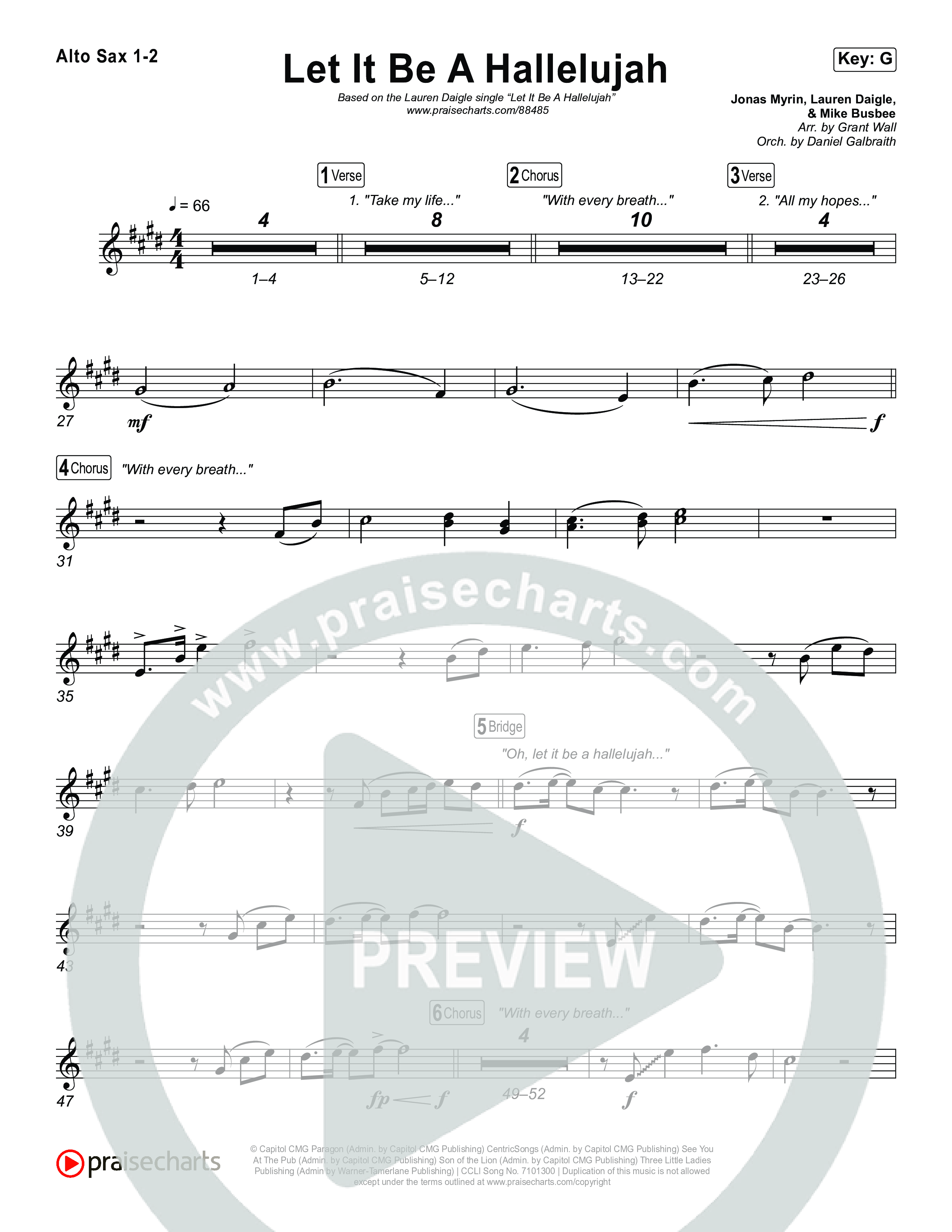 Let It Be A Hallelujah Alto Sax 1/2 (Lauren Daigle)