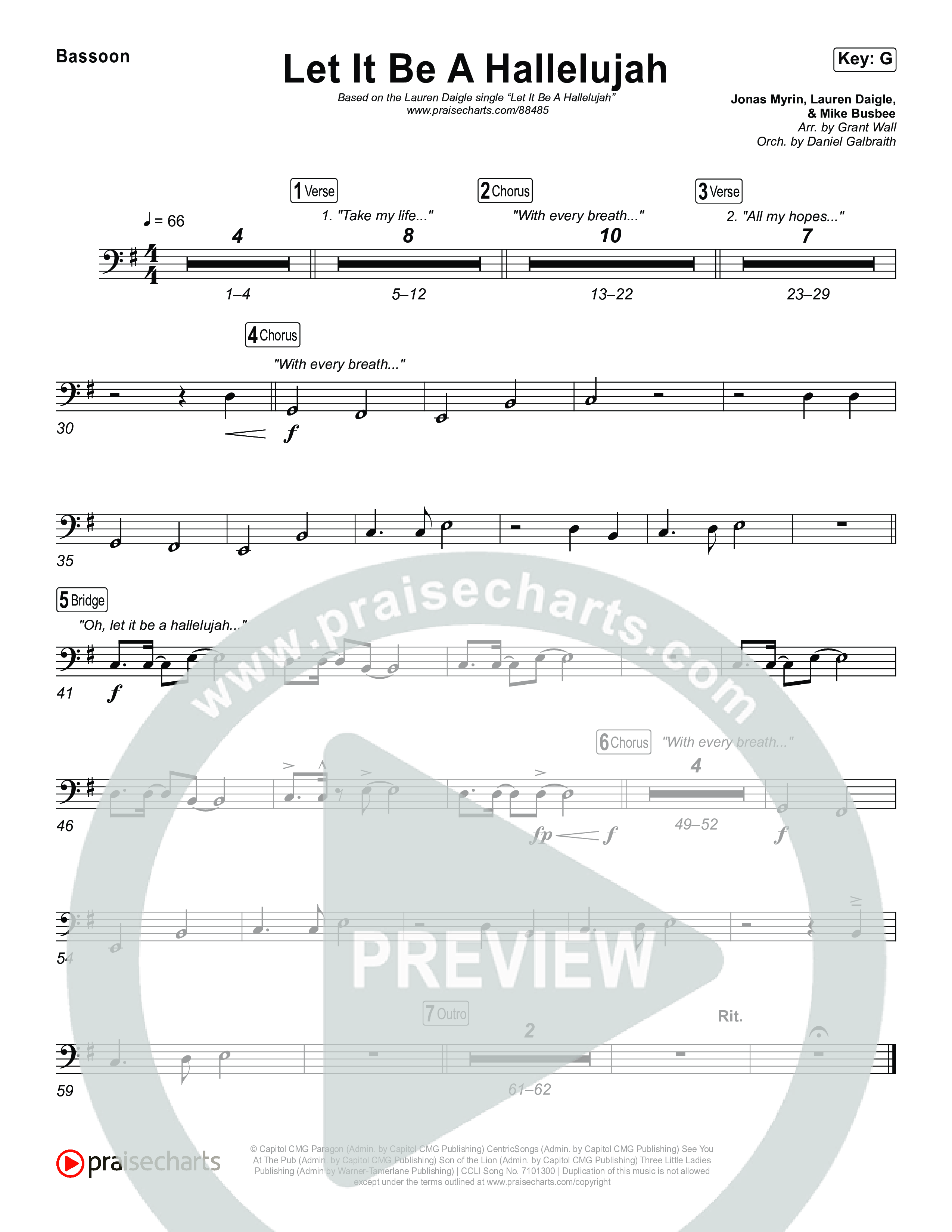Let It Be A Hallelujah Bassoon (Lauren Daigle)