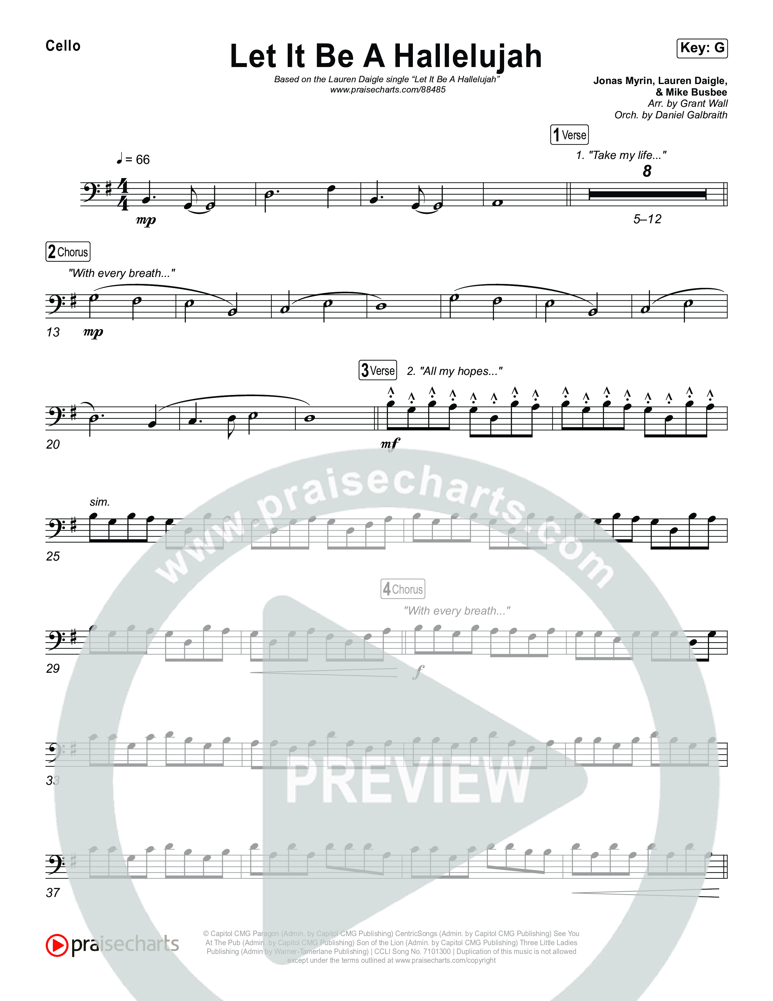 Let It Be A Hallelujah Cello (Lauren Daigle)