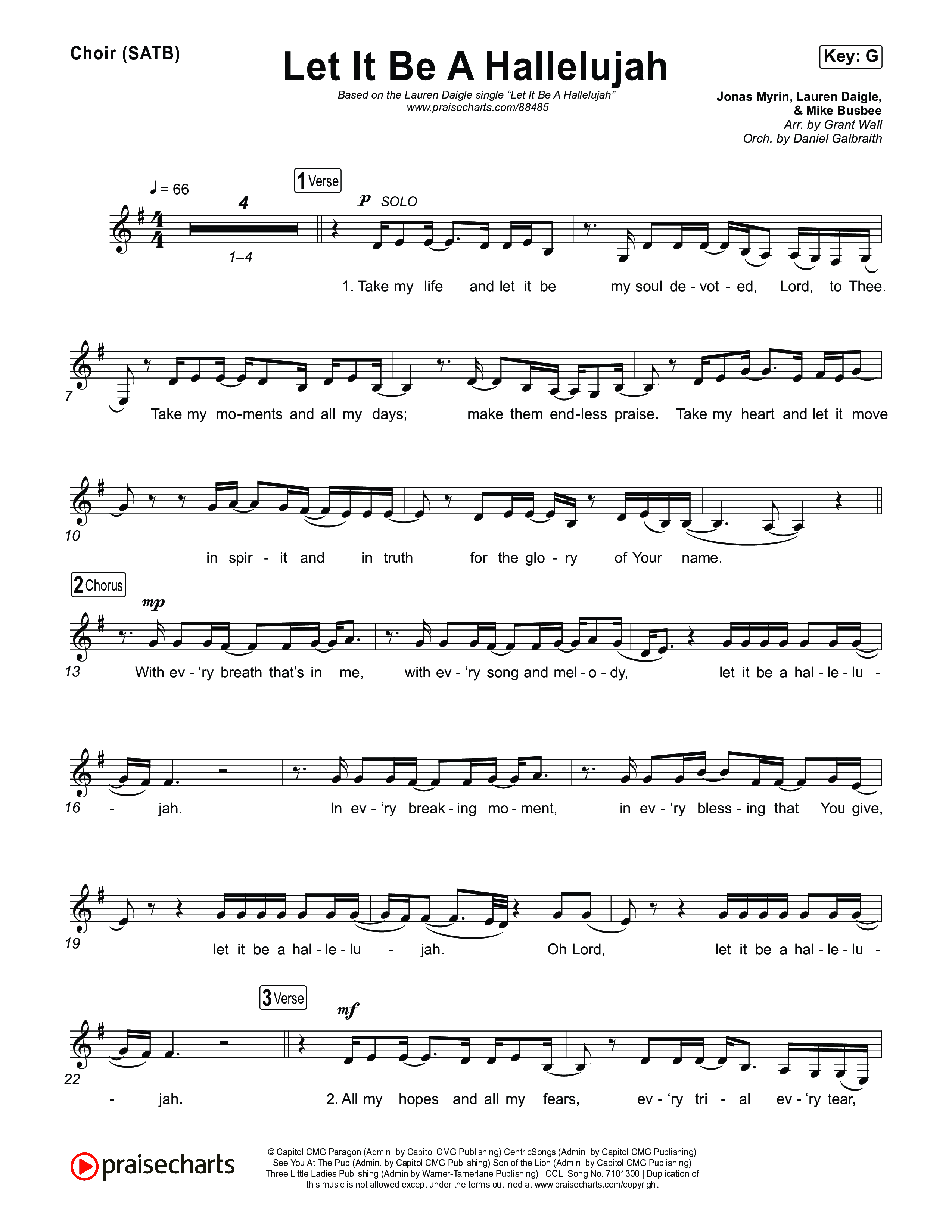 Let It Be A Hallelujah Vocal Sheet (SATB) (Lauren Daigle)