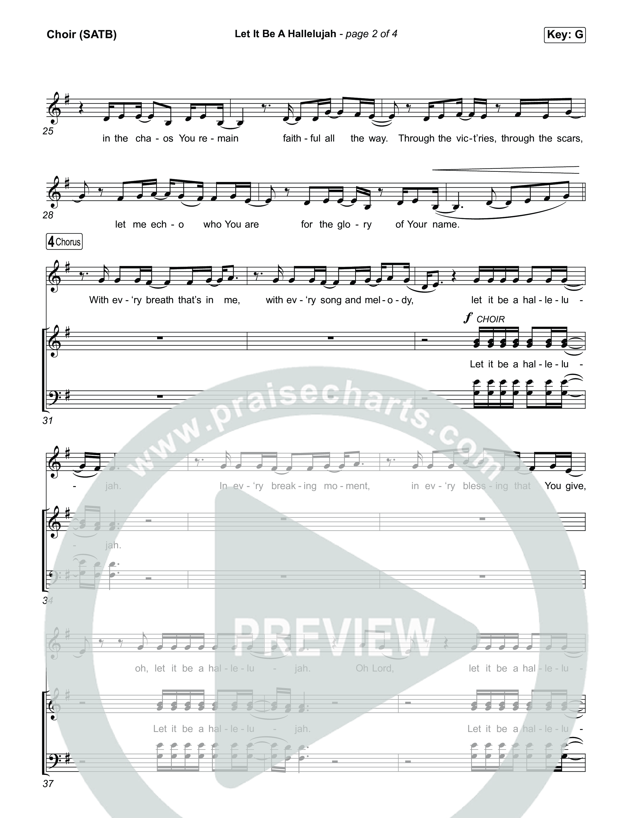 Let It Be A Hallelujah Vocal Sheet (SATB) (Lauren Daigle)