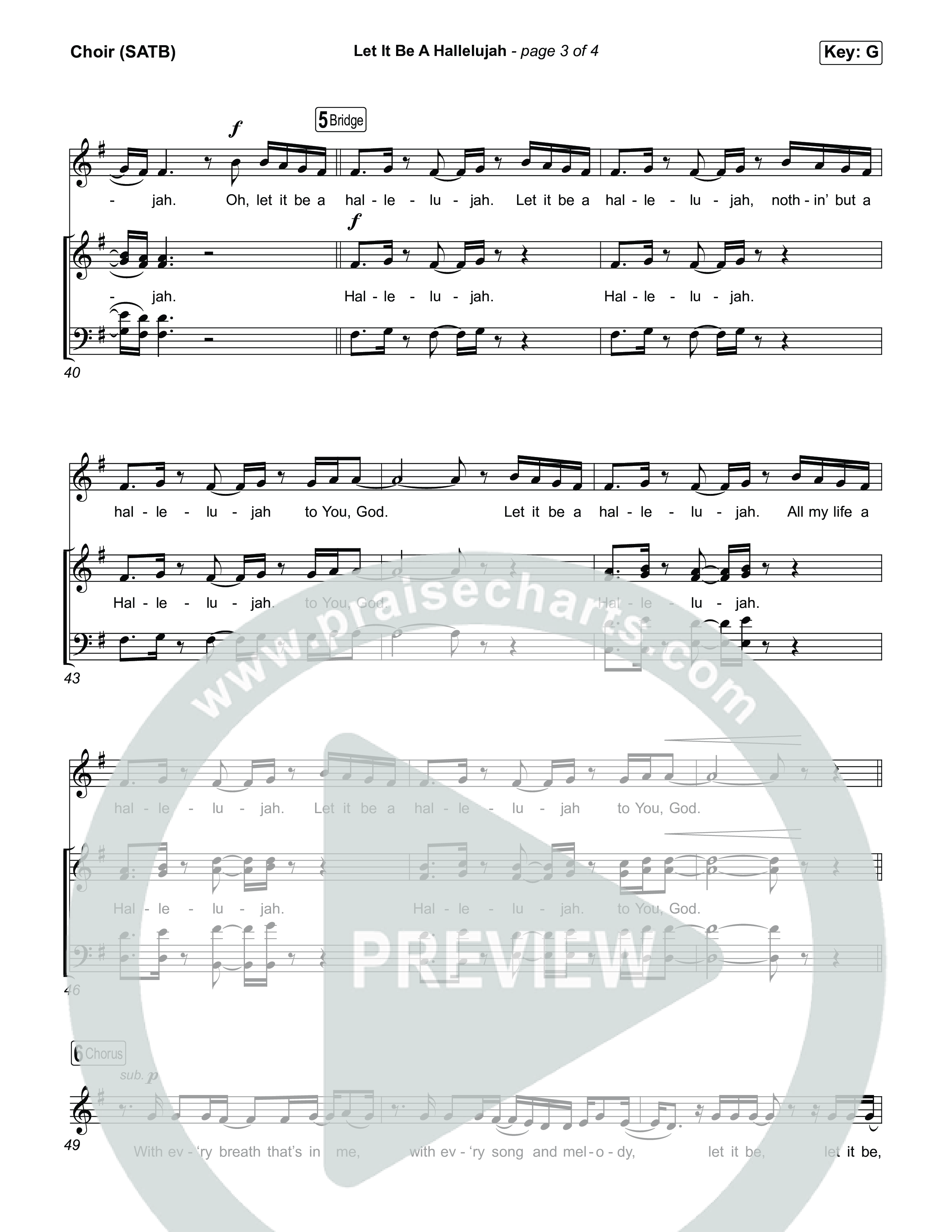 Let It Be A Hallelujah Vocal Sheet (SATB) (Lauren Daigle)