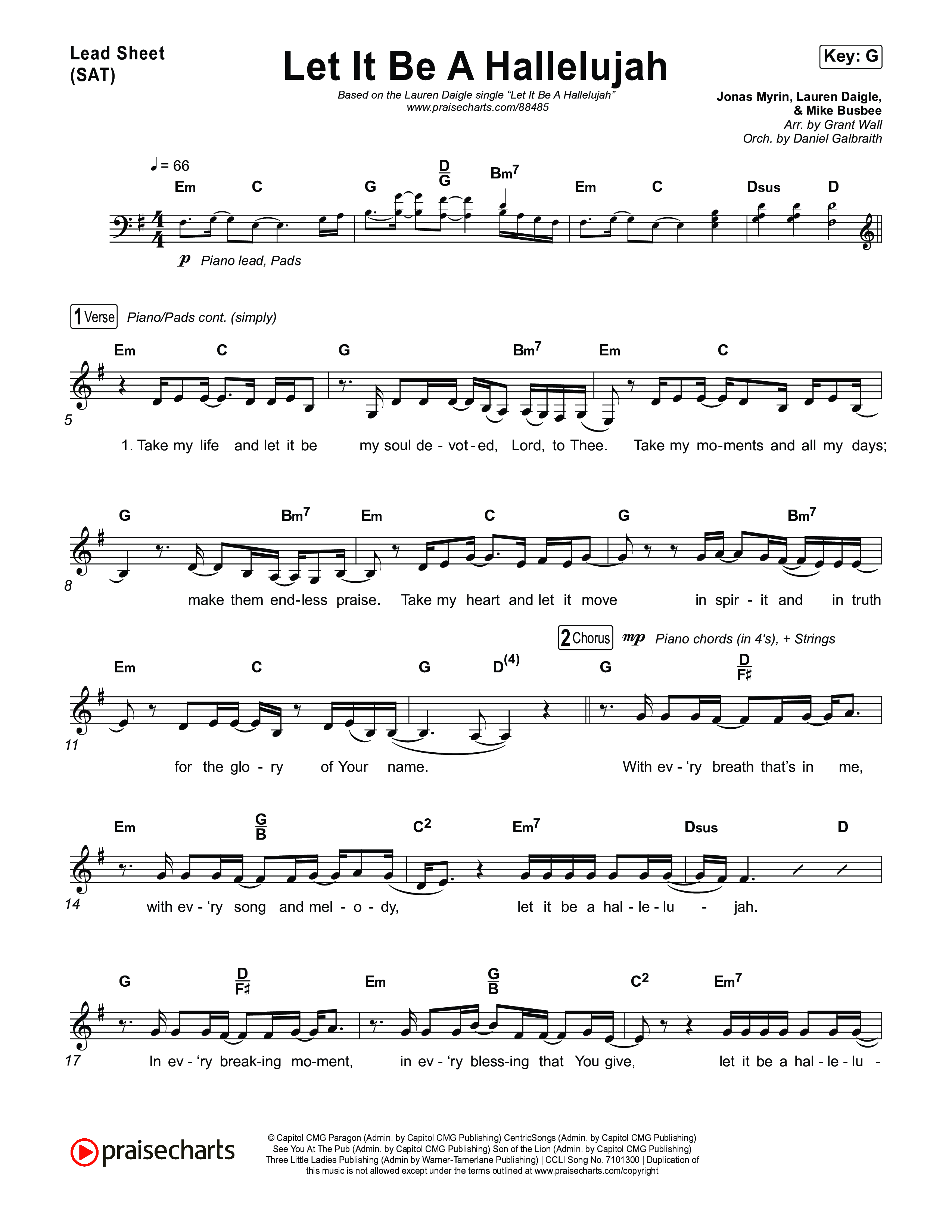Let It Be A Hallelujah Lead Sheet (SAT) (Lauren Daigle)