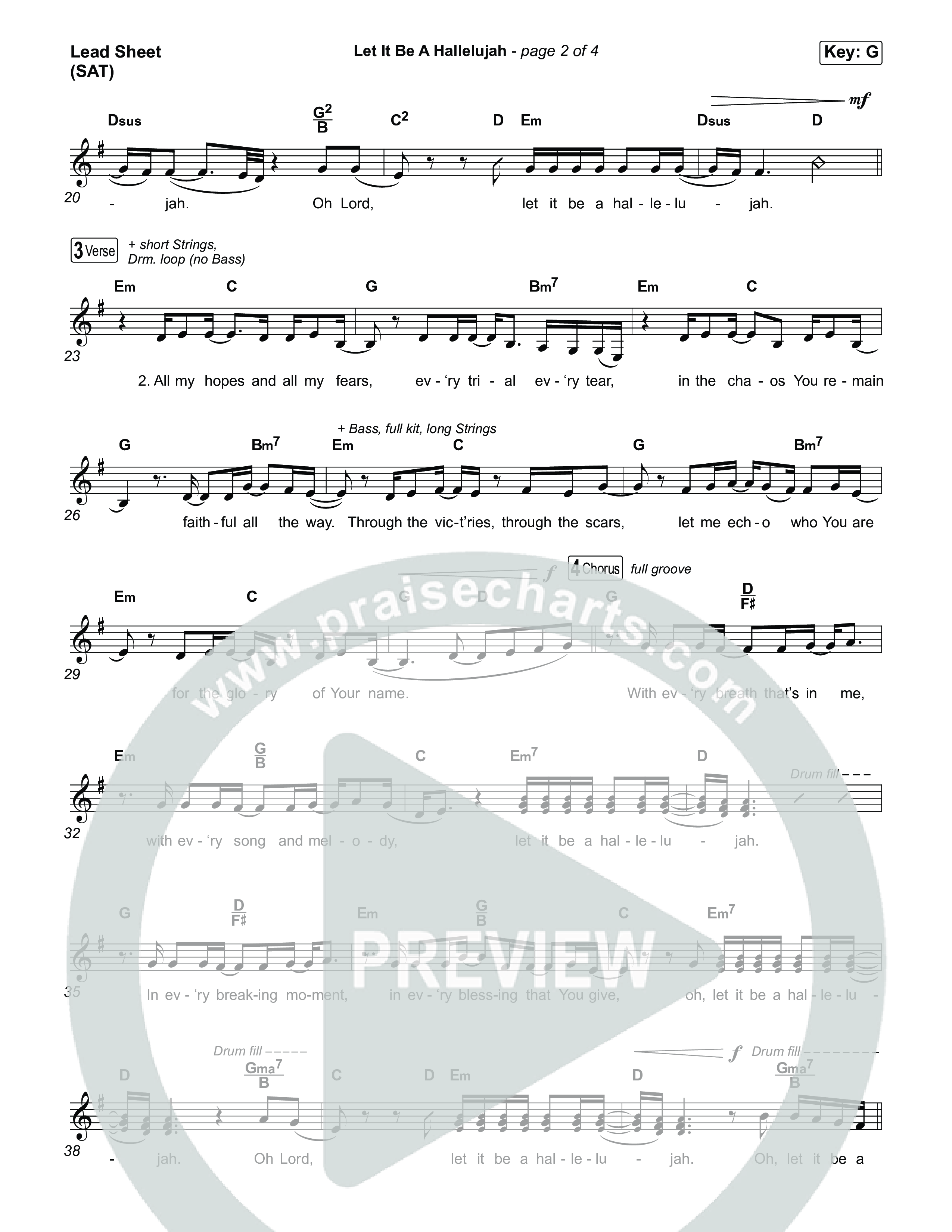 Let It Be A Hallelujah Lead Sheet (SAT) (Lauren Daigle)