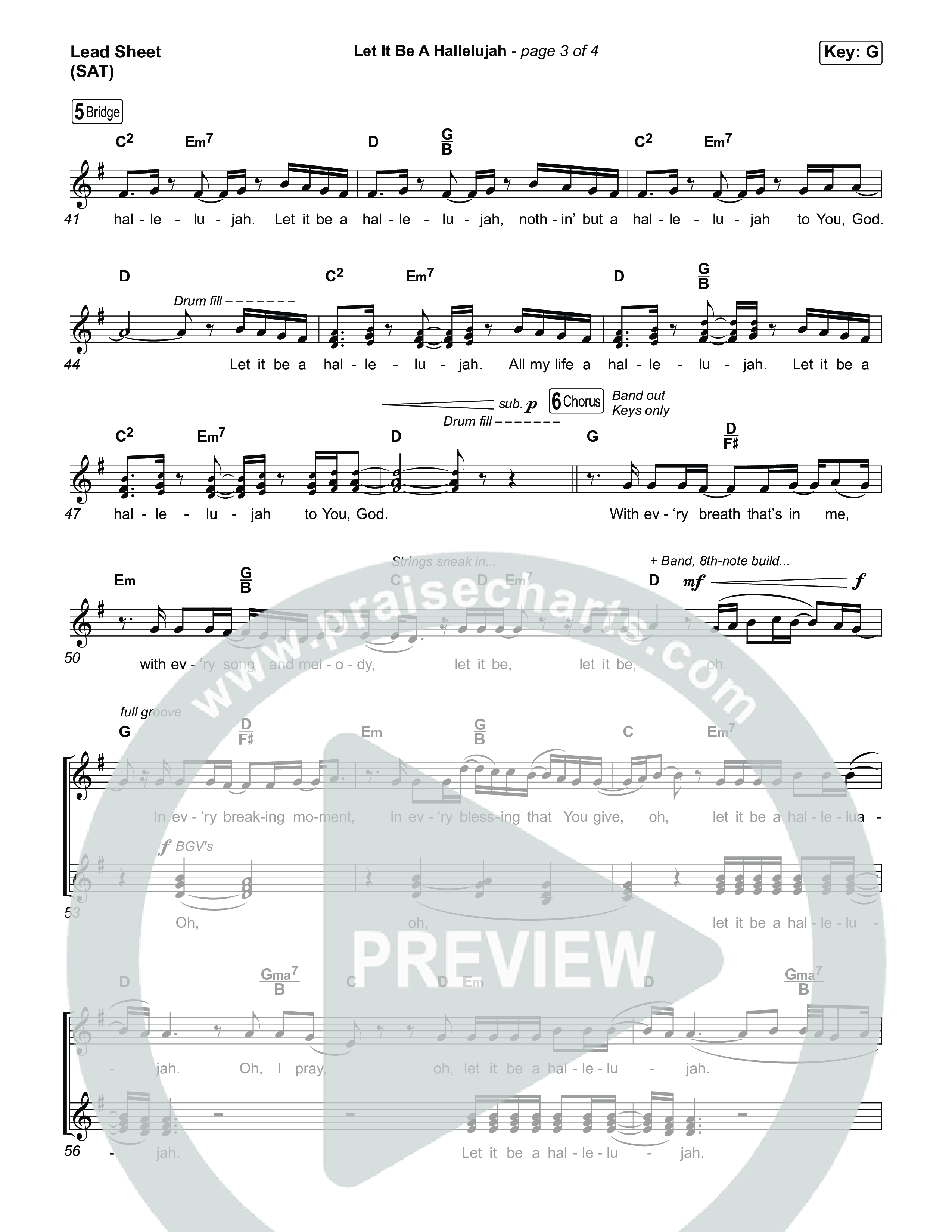 Let It Be A Hallelujah Lead Sheet (SAT) (Lauren Daigle)