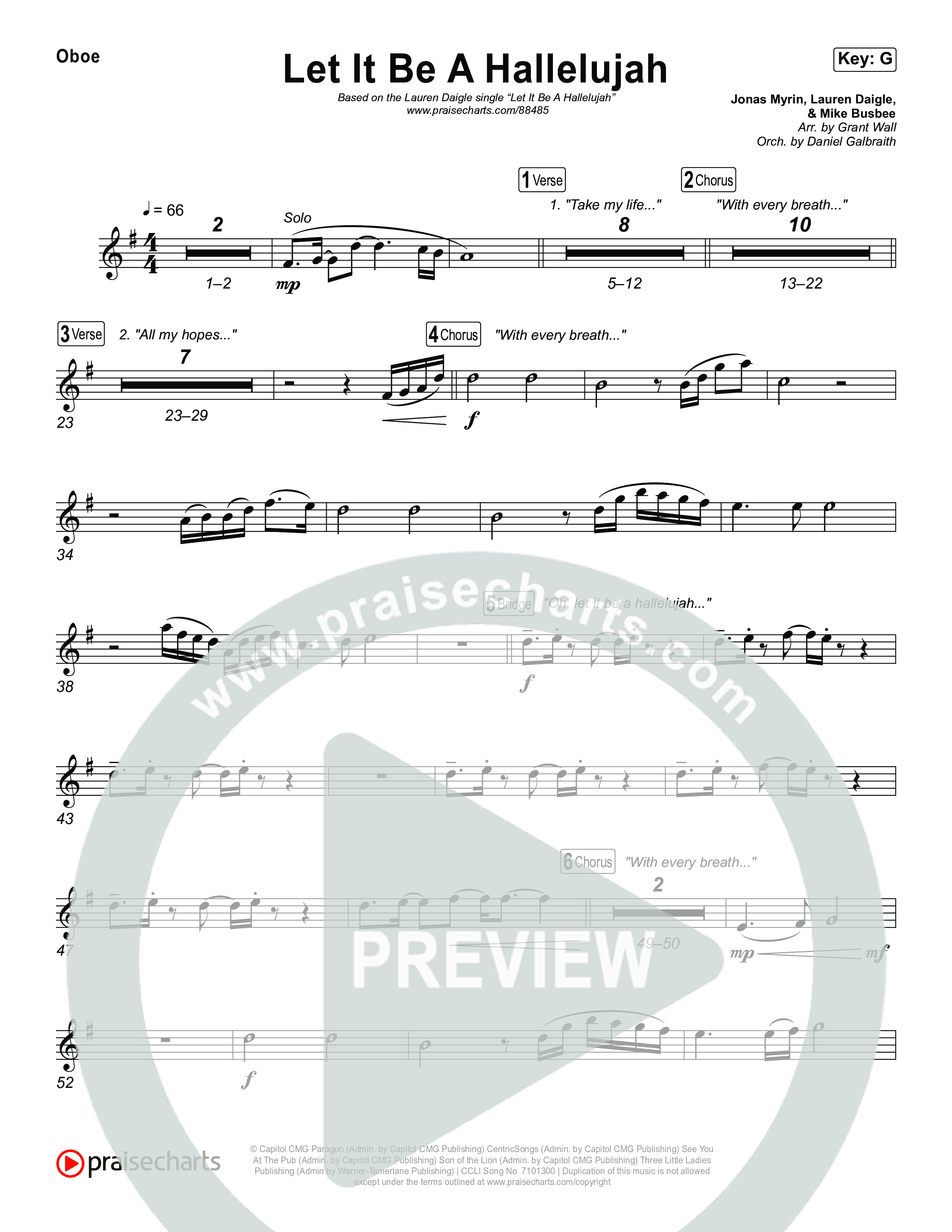 Let It Be A Hallelujah Oboe (Lauren Daigle)