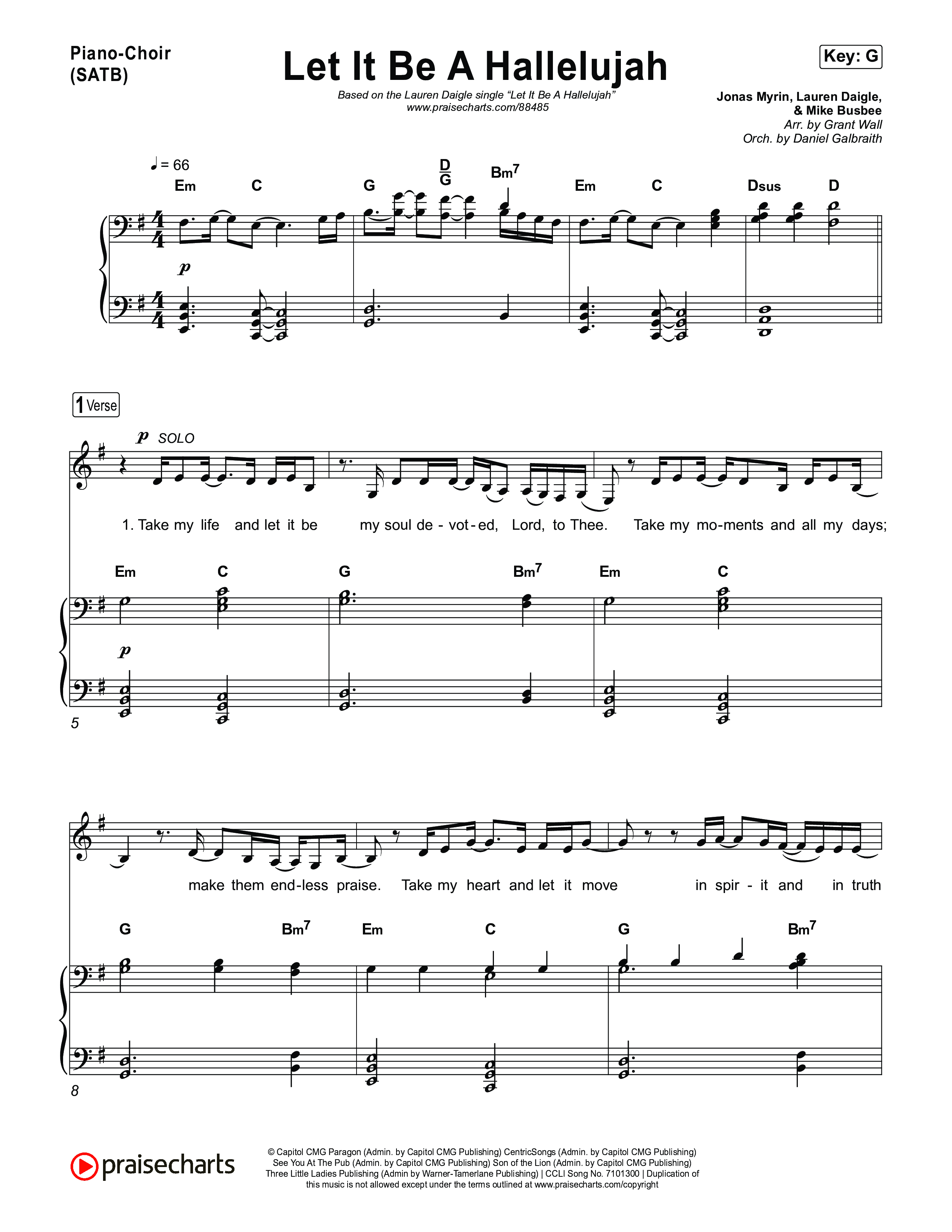 Let It Be A Hallelujah Piano/Vocal Pack (Lauren Daigle)