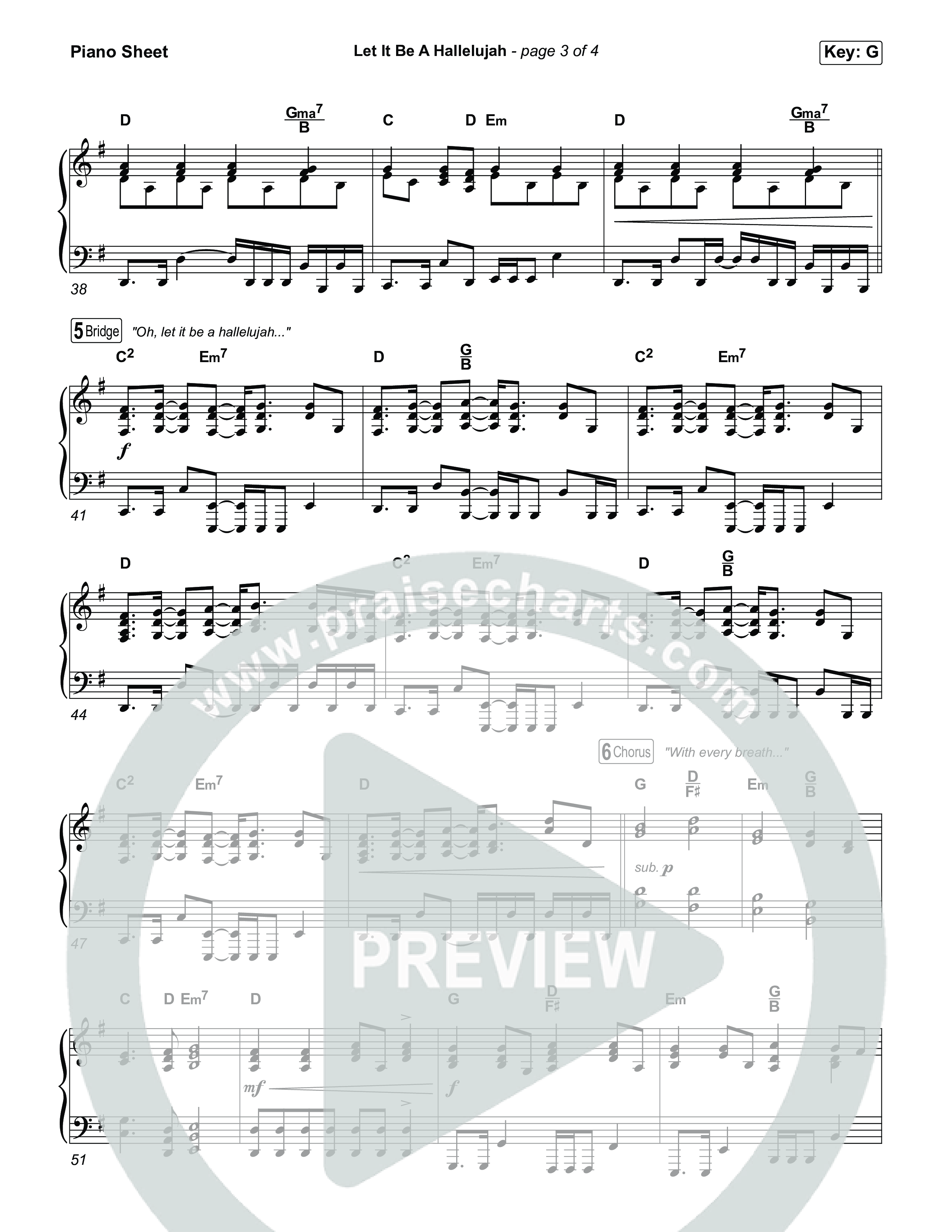 Let It Be A Hallelujah Piano Sheet (Lauren Daigle)