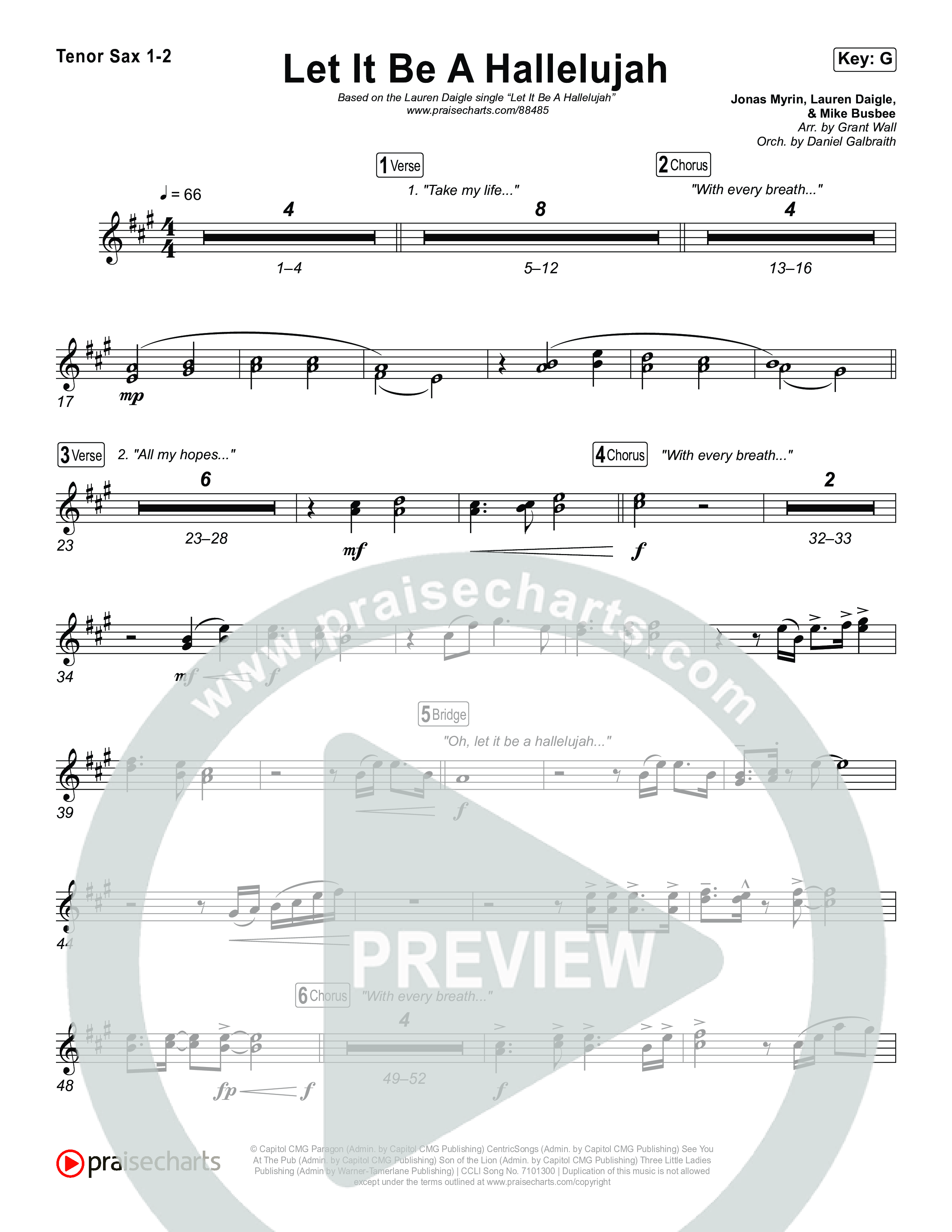 Let It Be A Hallelujah Sax Pack (Lauren Daigle)