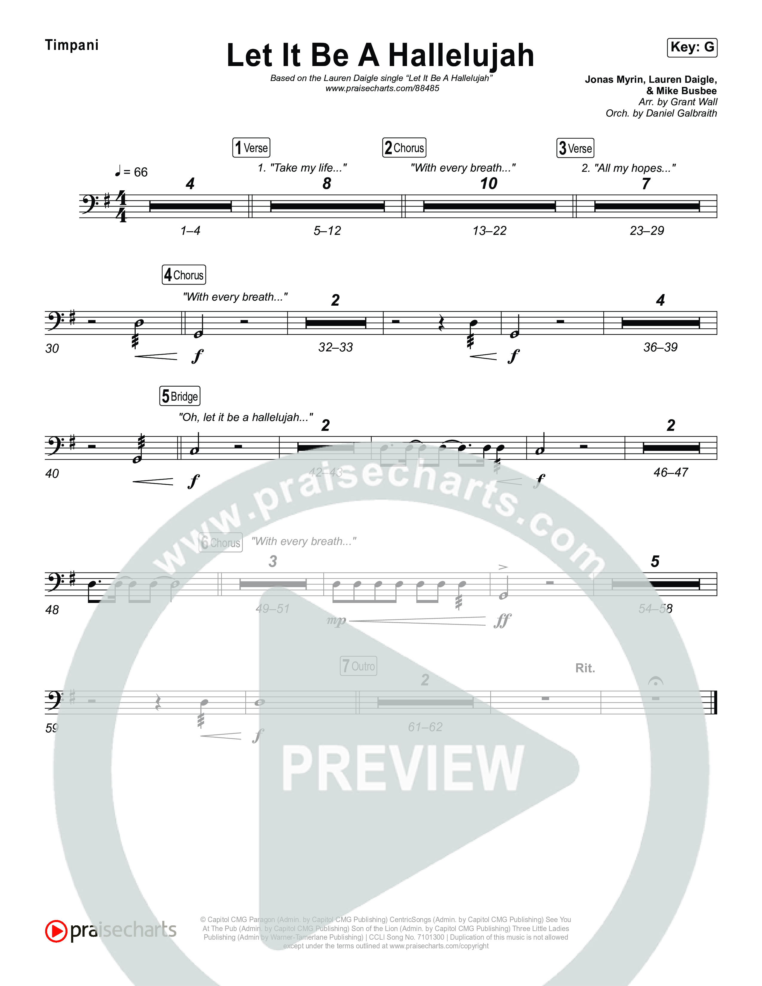 Let It Be A Hallelujah Timpani (Lauren Daigle)