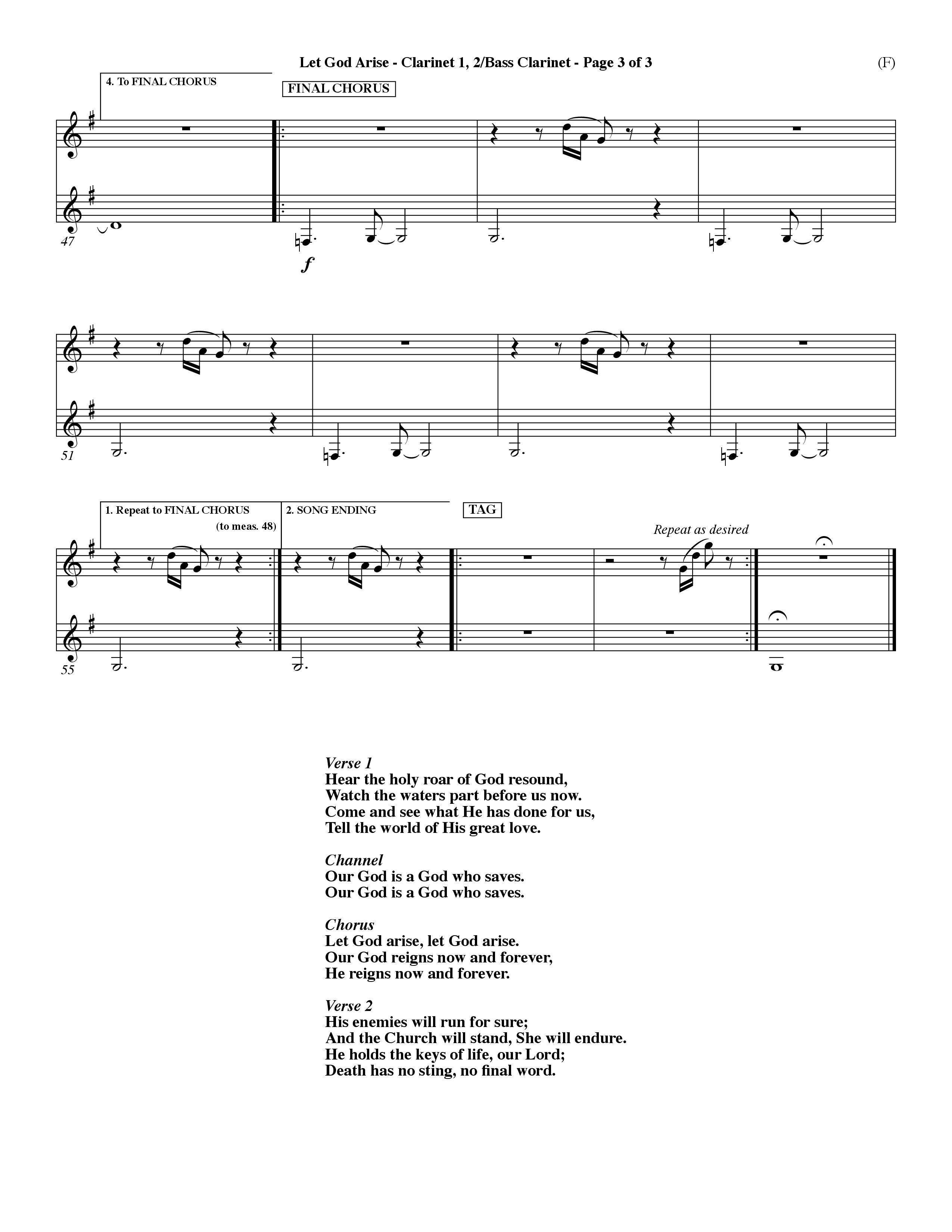 Let God Arise (Choral Anthem SATB) Clarinet 1/2, Bass Clarinet (Word Music Choral / Orch. Dave Williamson)