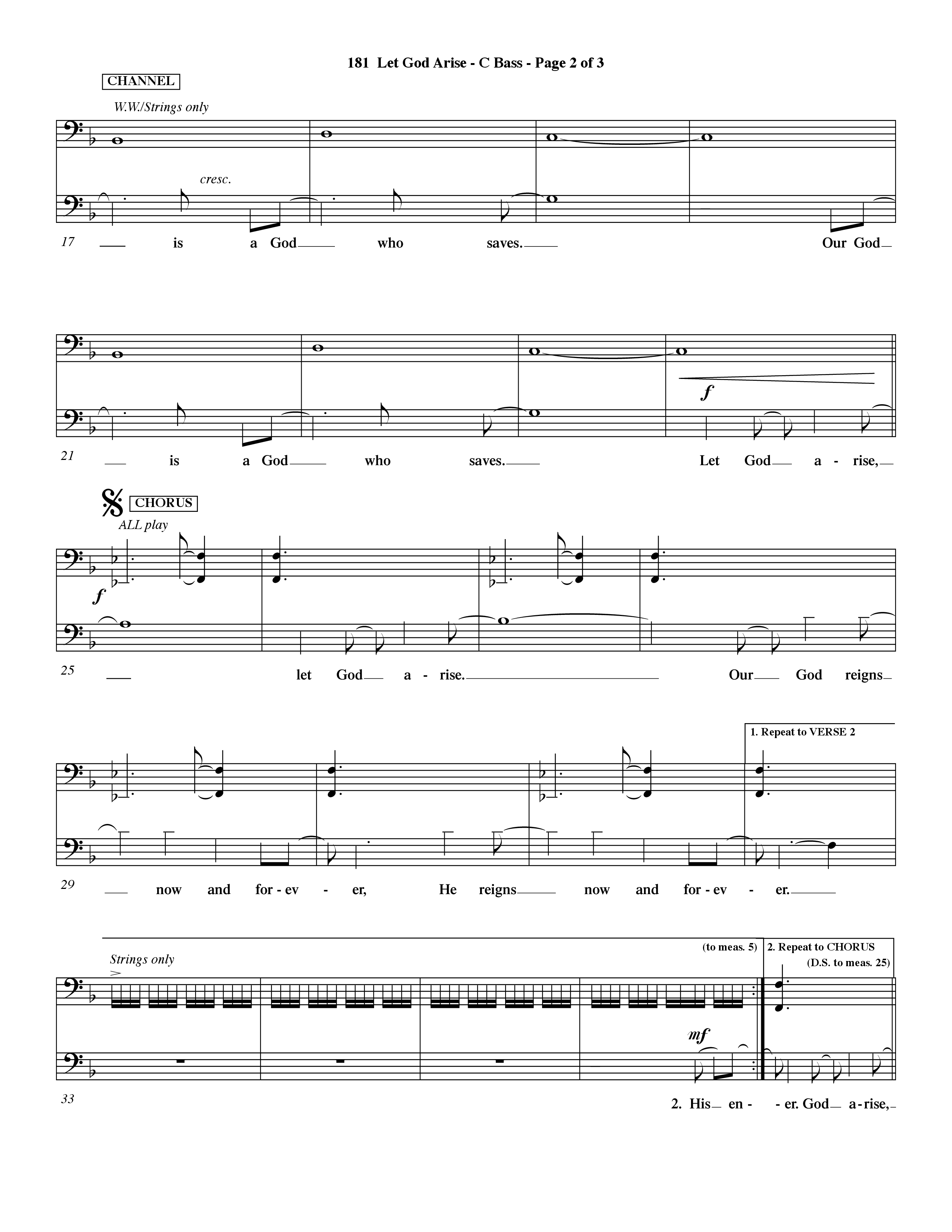 Let God Arise (Choral Anthem SATB) Contrabass (Word Music Choral / Orch. Dave Williamson)