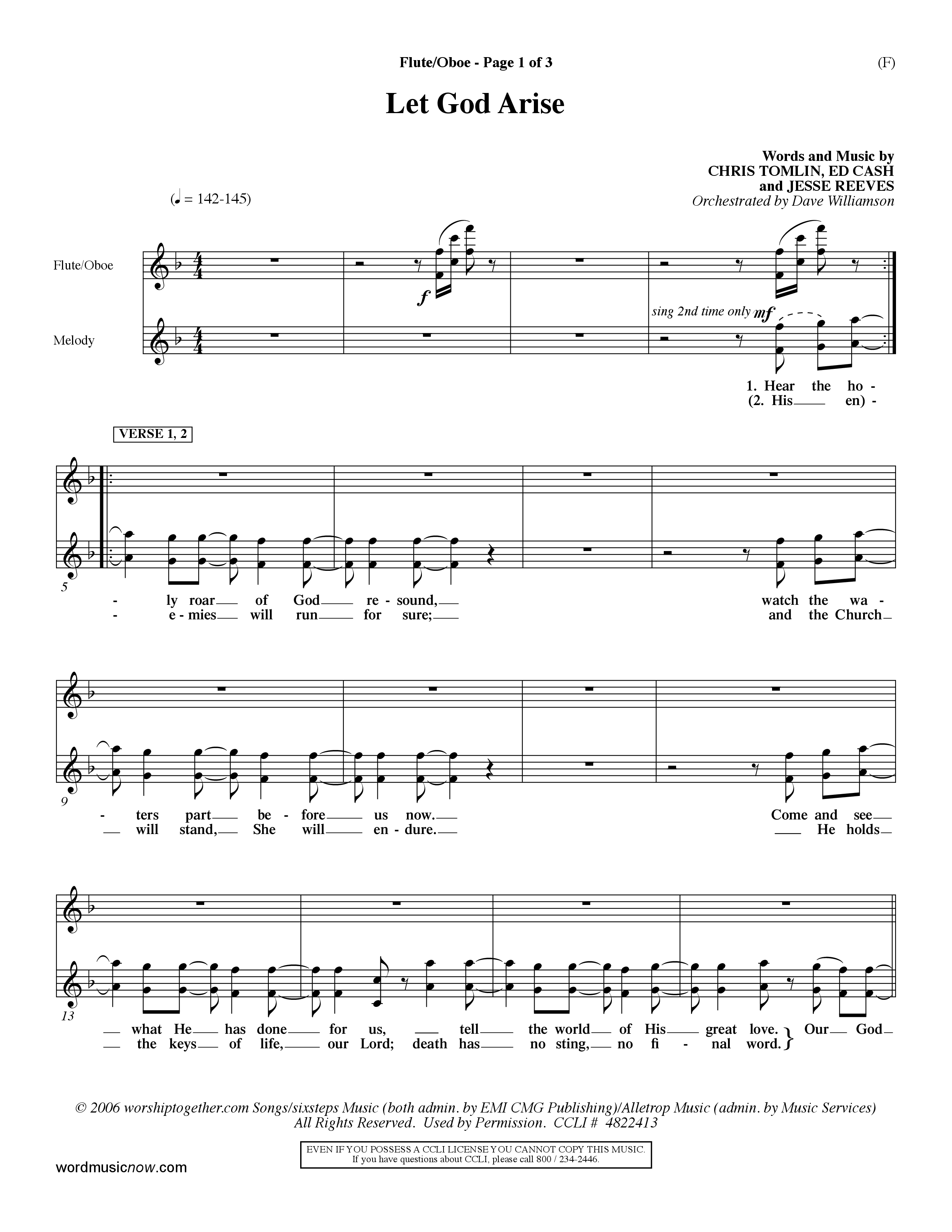 Let God Arise (Choral Anthem SATB) Flute/Oboe (Word Music Choral / Orch. Dave Williamson)