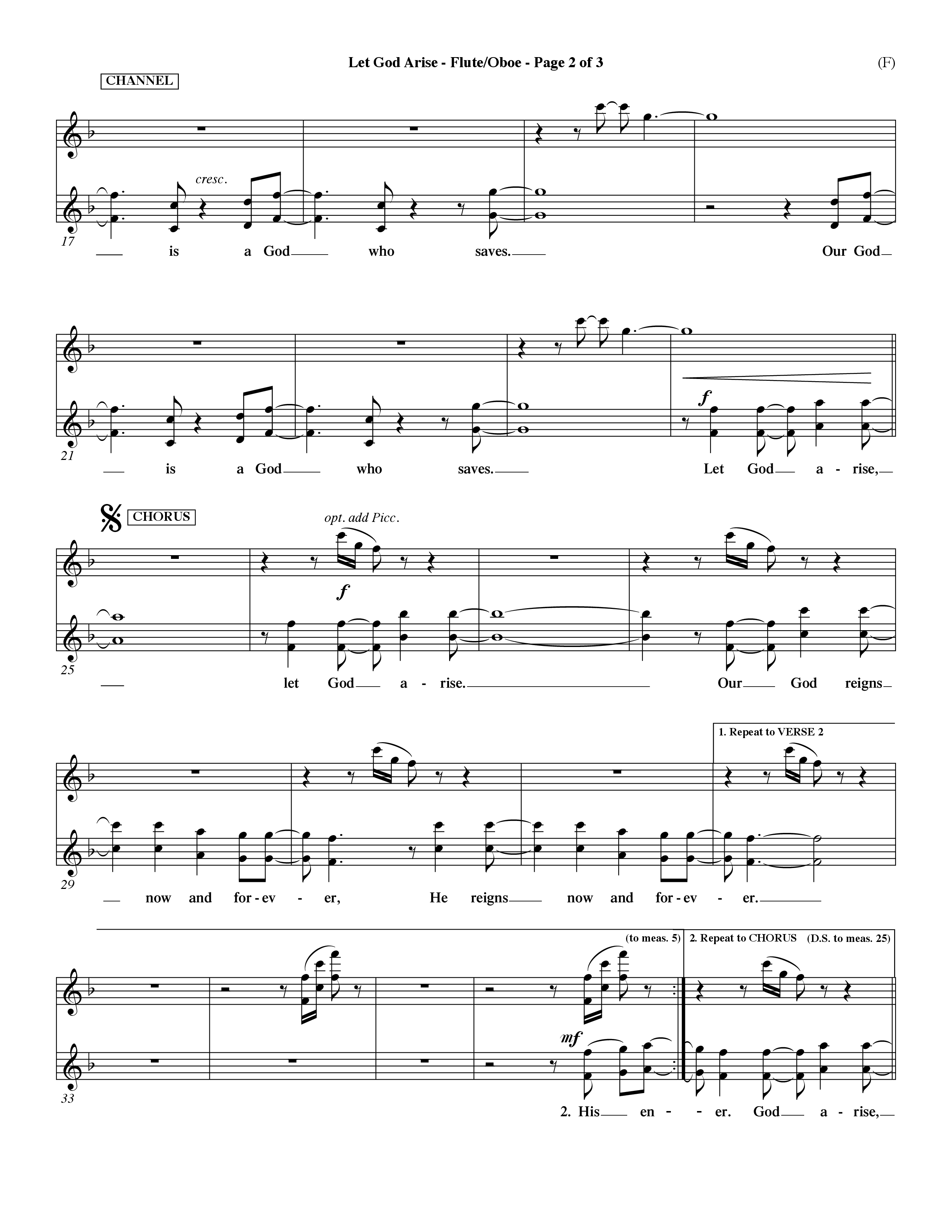 Let God Arise (Choral Anthem SATB) Flute/Oboe (Word Music Choral / Orch. Dave Williamson)