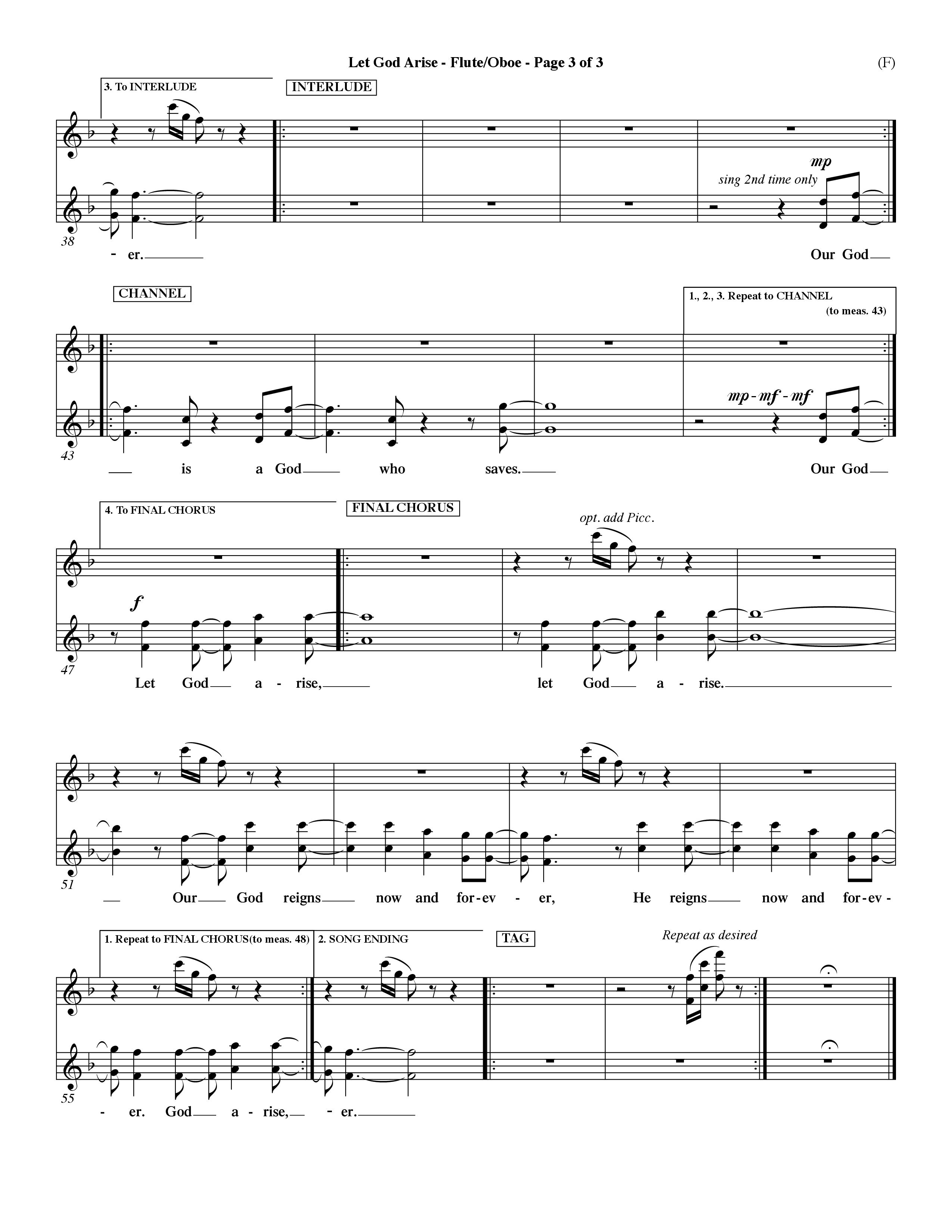 Let God Arise (Choral Anthem SATB) Flute/Oboe (Word Music Choral / Orch. Dave Williamson)