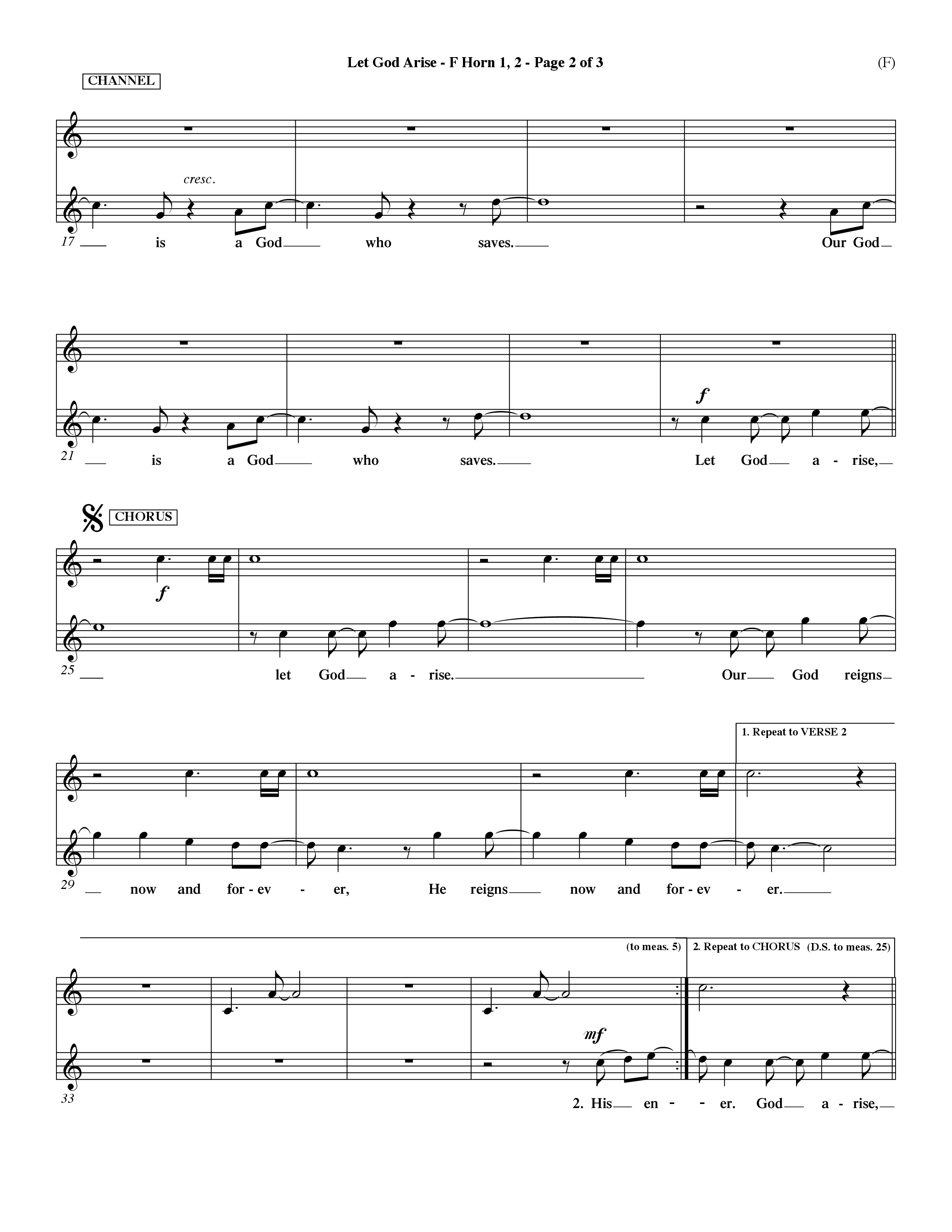 Let God Arise (Choral Anthem SATB) French Horn (Word Music Choral / Orch. Dave Williamson)