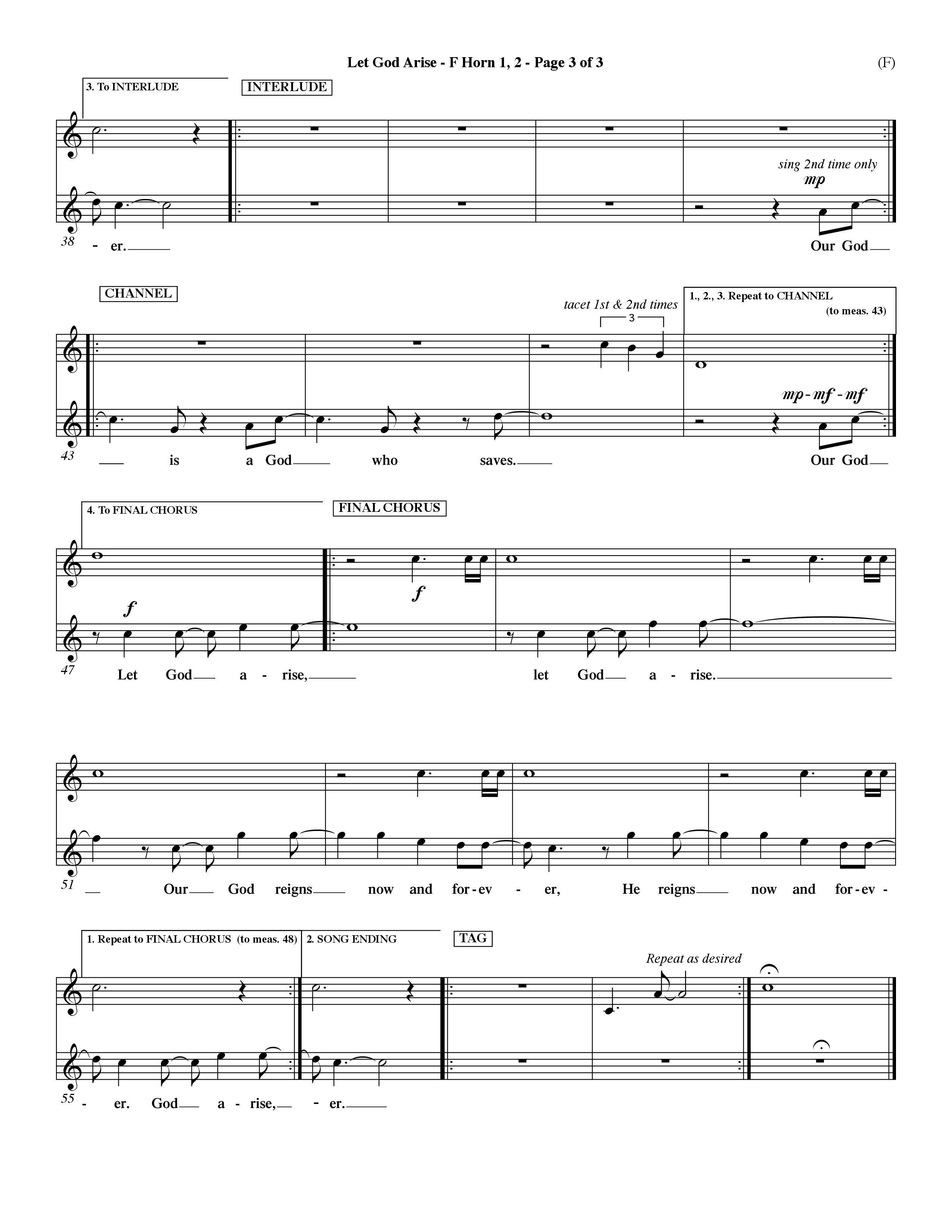 Let God Arise (Choral Anthem SATB) French Horn (Word Music Choral / Orch. Dave Williamson)