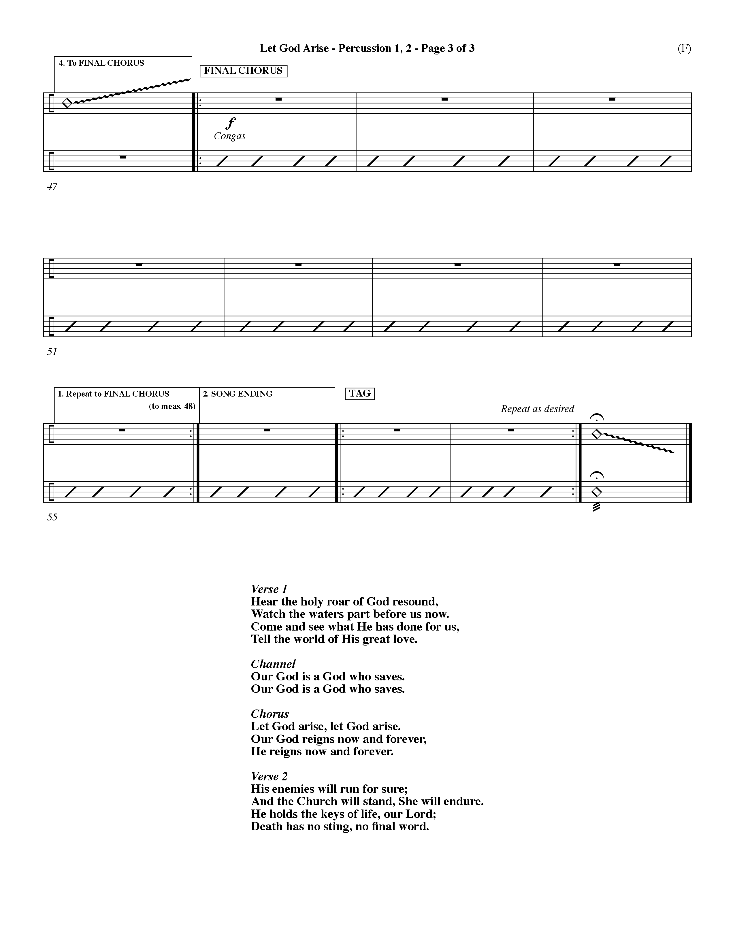 Let God Arise (Choral Anthem SATB) Percussion 1/2 (Word Music Choral / Orch. Dave Williamson)
