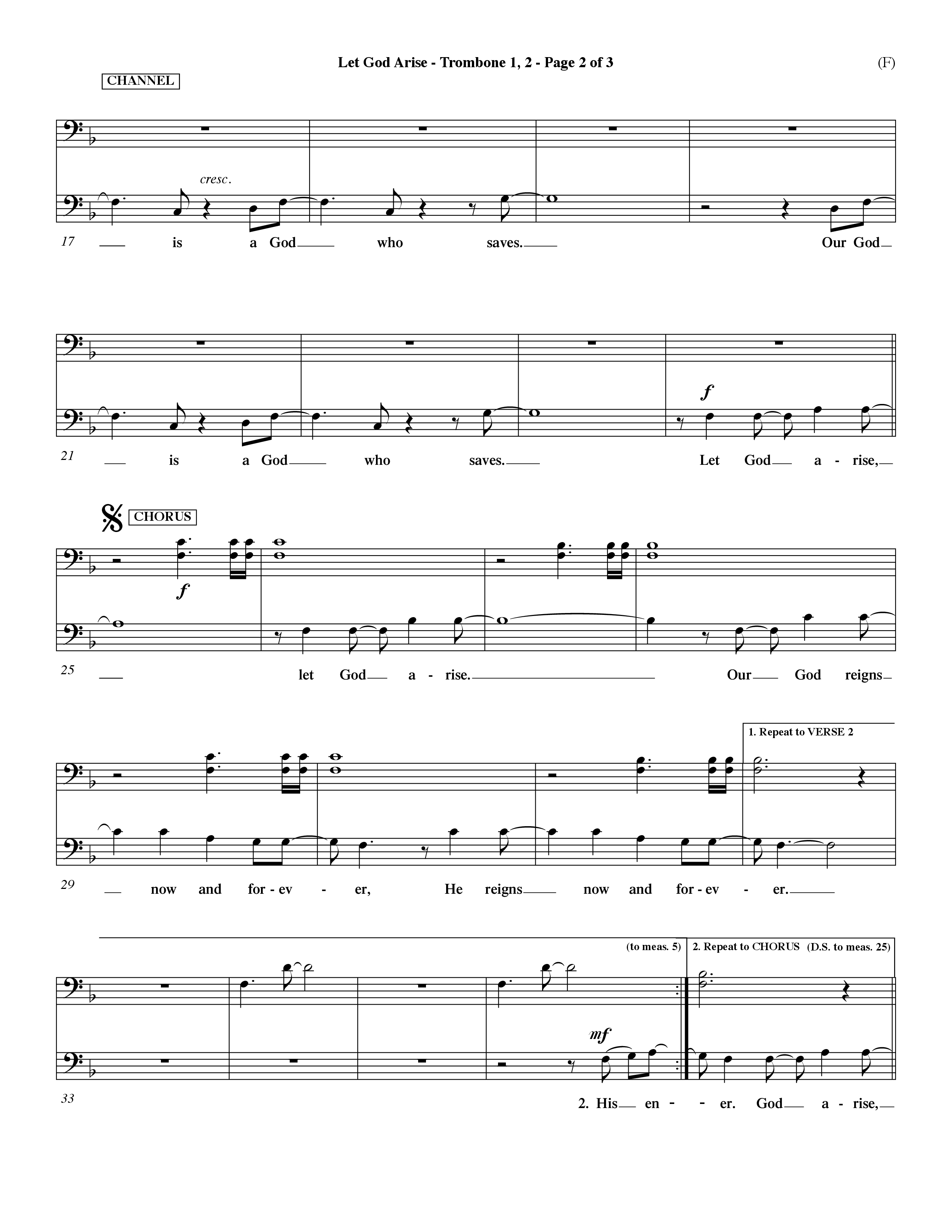 Let God Arise (Choral Anthem SATB) Trombone 1/2 (Word Music Choral / Orch. Dave Williamson)
